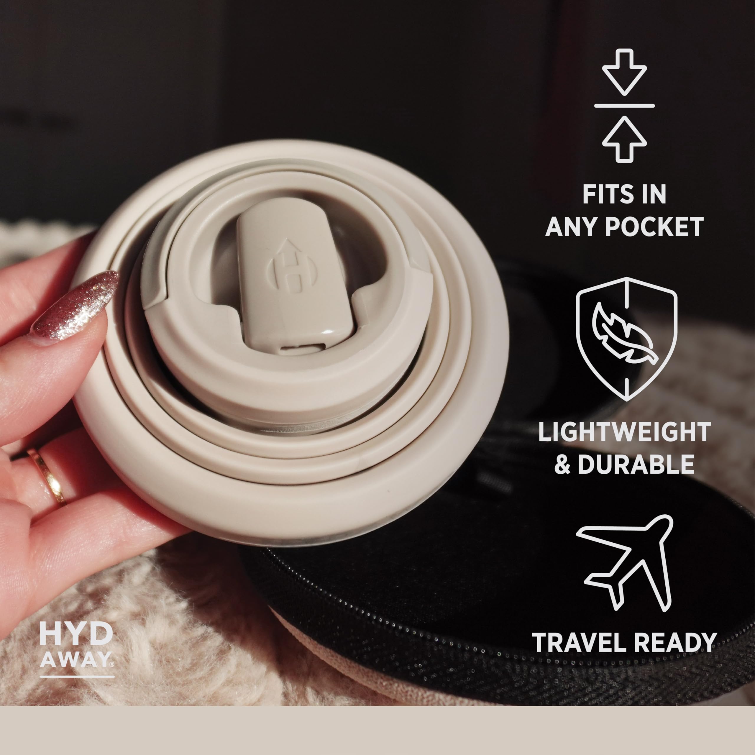 HYDAWAY Bouteille d'eau pliable de 500 ml – Sans BPA, étanche, légère et peu encombrante – Parfaite pour les voyages, la randonnée et l'hydratation quotidienne
