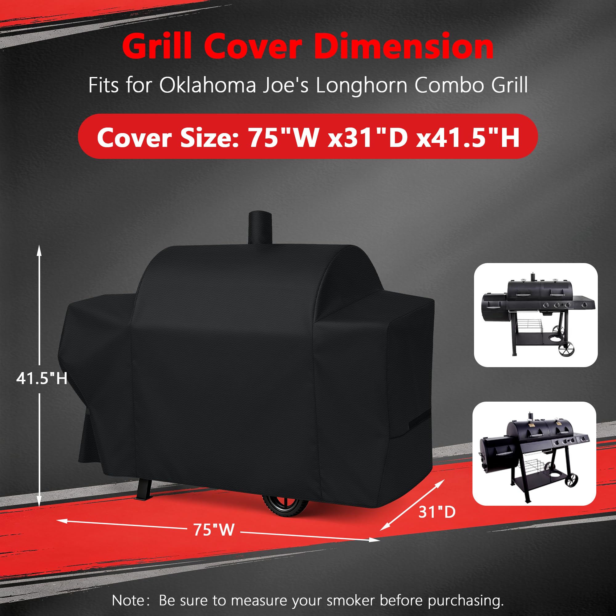 i COVER Pokrowiec na grill do grilla Oklahoma Joe's Longhorn Combo Smoker Combo wytrzymały wodoodporny patio na zewnątrz płótno grill grill grill osłona wędzarni