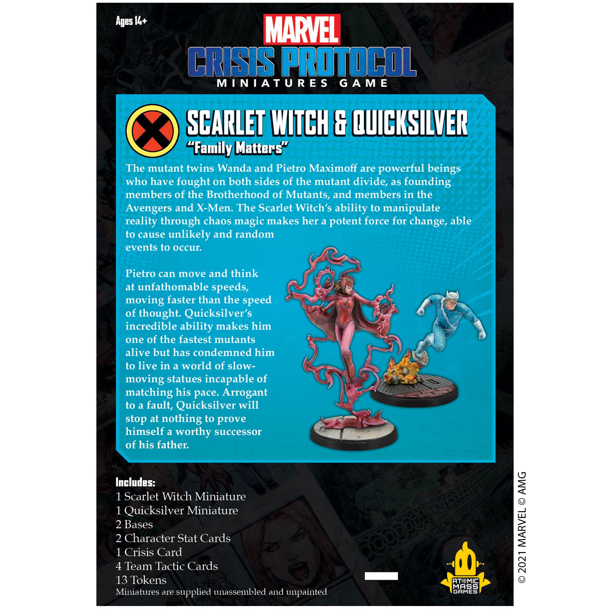 Atomic Mass Games , Marvel Crisis Protocol: Character Pack: Scarlet Witch and Quicksilver: Marvel Crisis Protocol , Miniatures Game , Ages 10+ , 2+ Players , 45 Minutes Playing Time