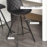 HOMCOM Bar Height Bar Stools Set of 2, Microfiber Cloth Bar Chairs with Metal Leg, Padded Seat, Kitchen Stools for Kitchen Island, Black