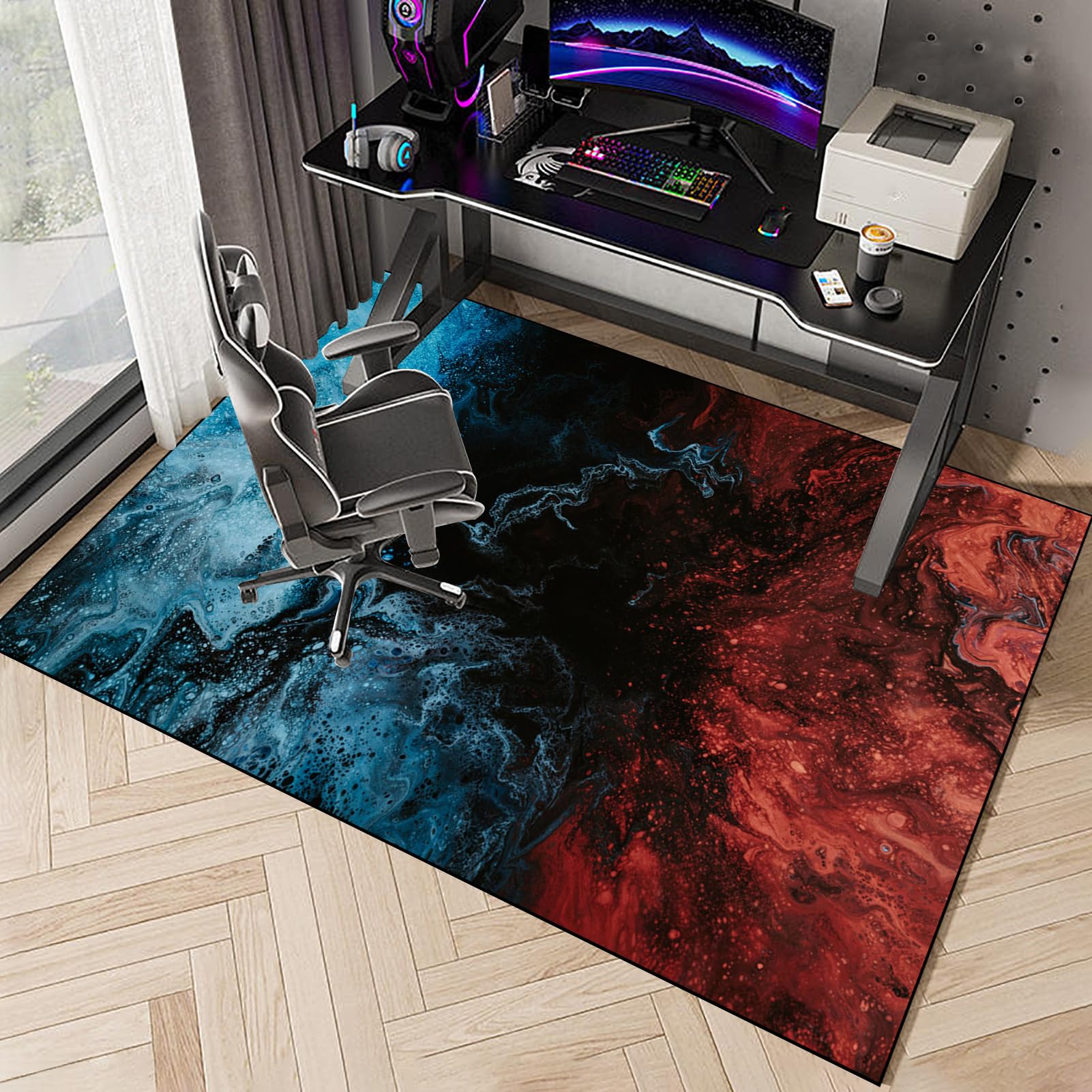 Tappeto Gaming pavimento, Tappetino Salvapavimento Antiscivolo, Tappeto per Sedia Ufficio per per Pavimenti in Legno Duro, Tappetini di Protezione per Pavimento per Parquet e Laminato 100 x 120 cm