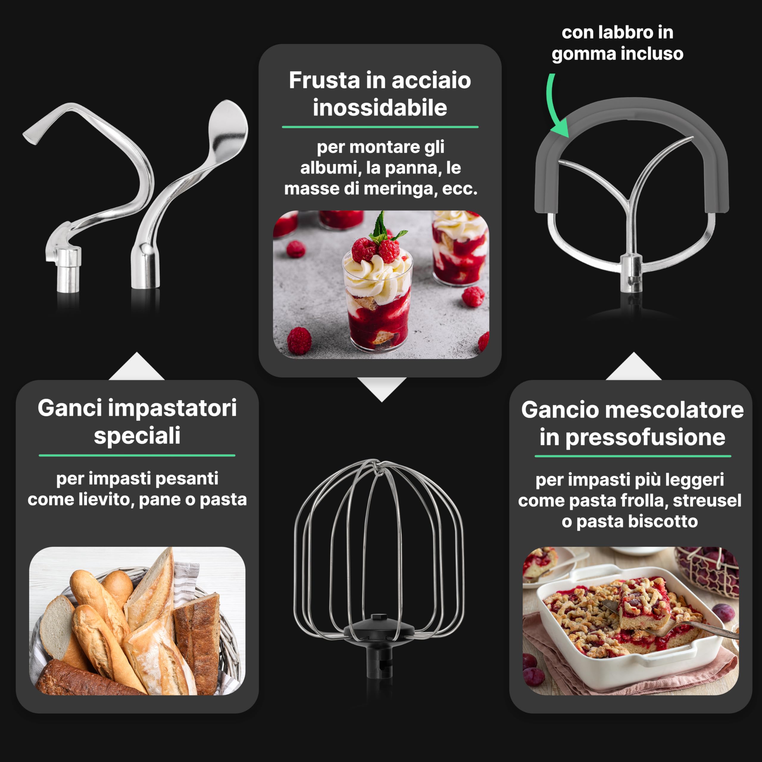 ProfiCook® Robot da cucina con ciotola XXL da 12 litri | Impastatrice con motore Longlife da 2500W | Ingranaggi in metallo e display a LED | Food Processor per impasti fino a 8,5 kg | PC KM 1254