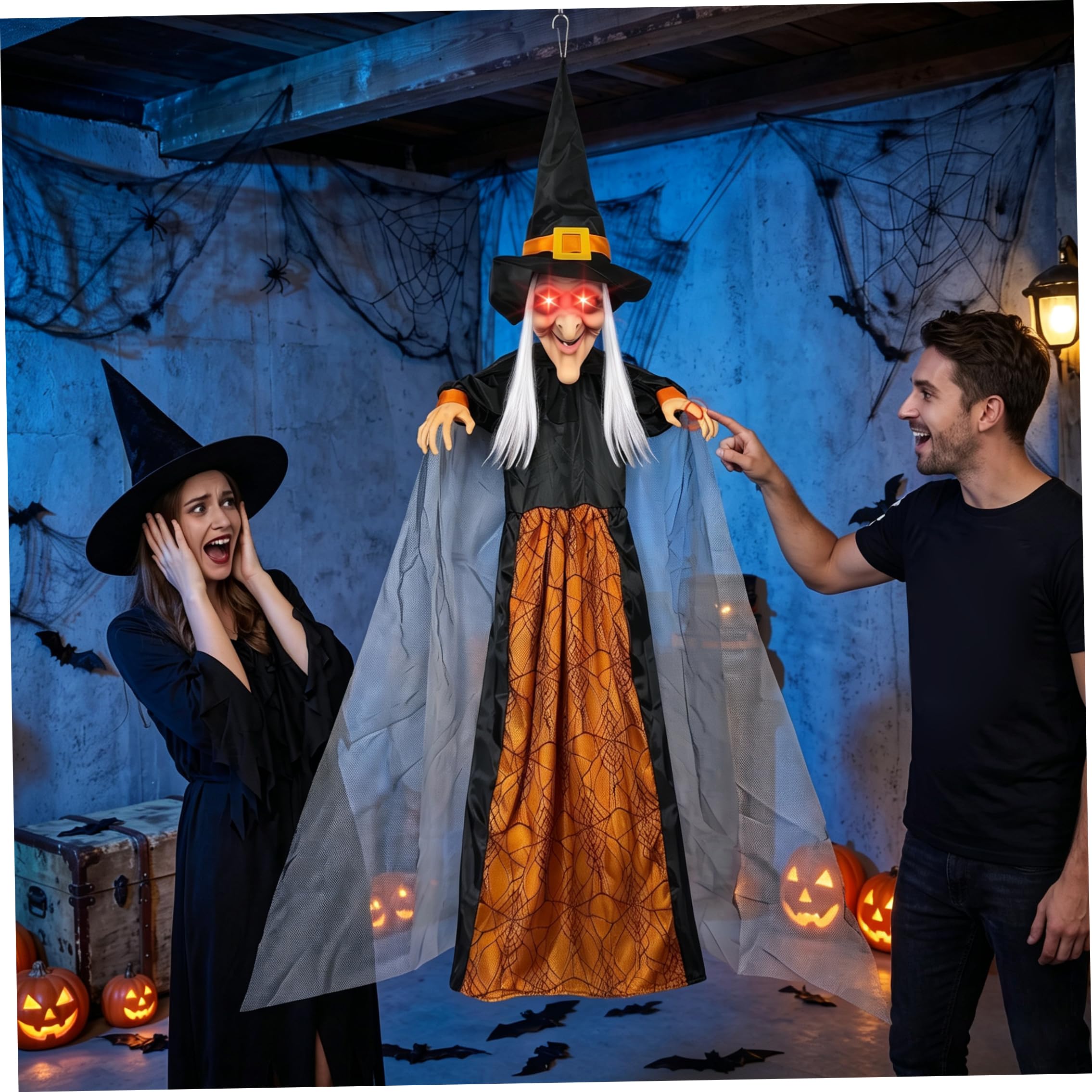 Decorazioni di Halloween attivate dal movimento, Animatronici di Halloween della strega, Giallo