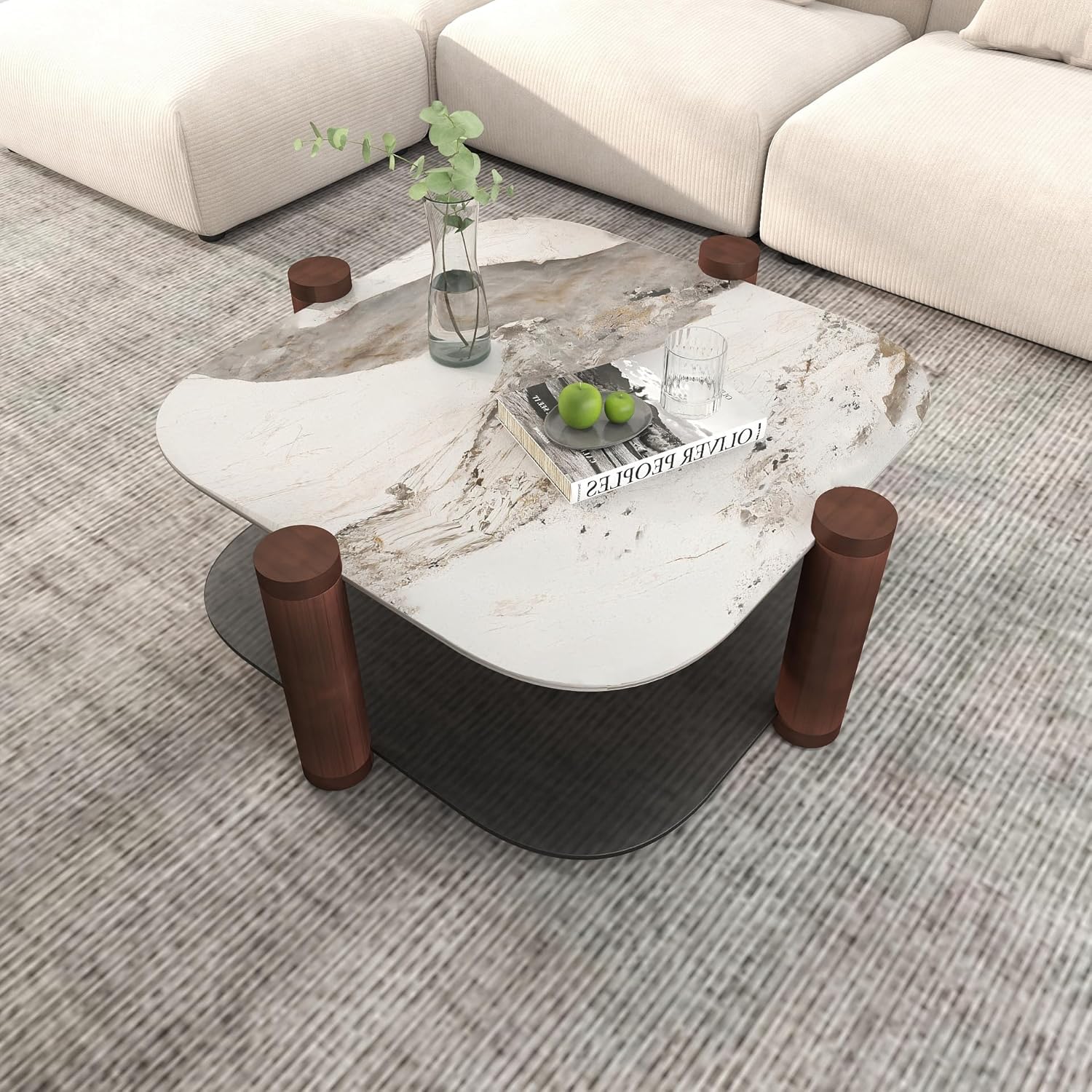 Round Coffee Table, 360° Rotated Lift Top Coffee Table with Hidden Storage for Living Room, Home and Office, and Reception Room(White)