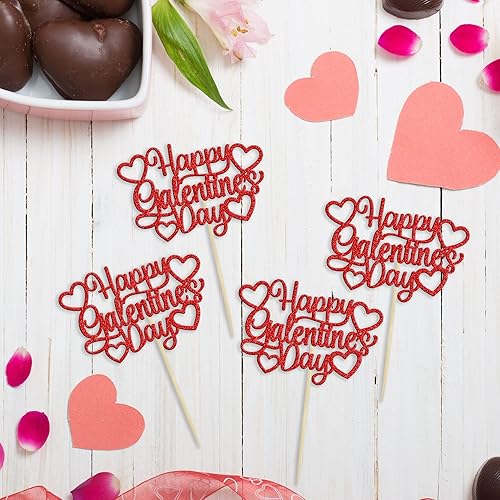 Vista 36 de 36 piezas de decoración de cupcakes para el día de San Valentín, dulce amor, San Valentín, para el día de San Valentín, fiesta de cumpleaños