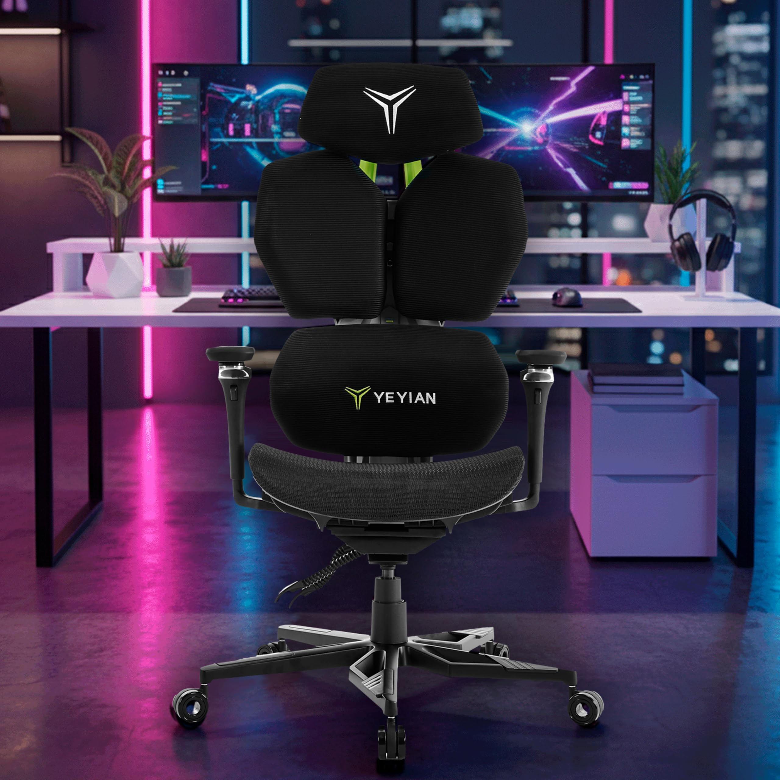 Silla Gaming Ergonómica Proact GM1 Reclinable 90°-135°| Respaldo, Reposabrazos y Altura Ajustables | Ruedas Silenciosas PU 360° | Material Aluminio 370mm | Soporta 150kg | Ideal Trabajo y Videojuegos