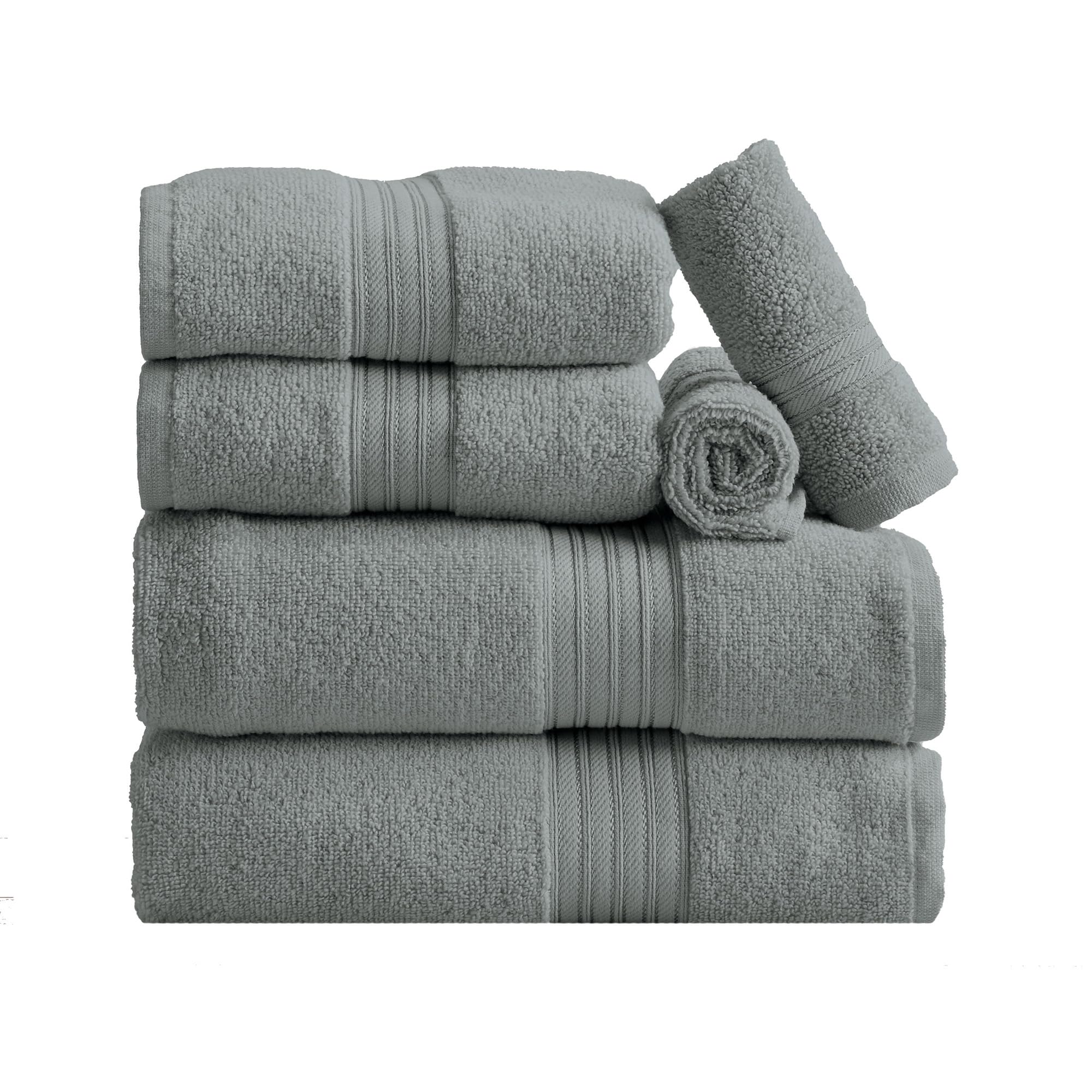 Great Bay Home Bath Towel Set - 100% Cotton 6 Piece Towel Set - Lightweight, Absorbent, Quick-Dry Towels for Bathroom (Steel Blue)