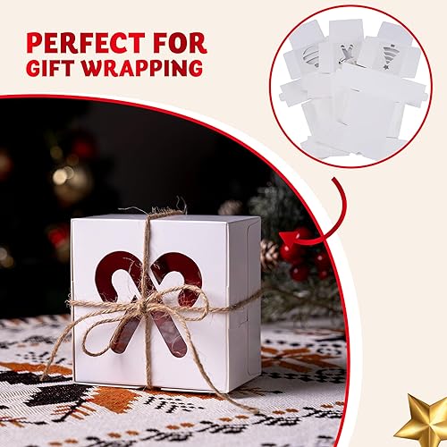 Miniatura 4 de JOYIN 36 cajas de galletas de Navidad, cajas blancas con ventana de 4 x 4 x 2.5 pulgadas, caja de regalo de panadería para Navidad, fiestas,