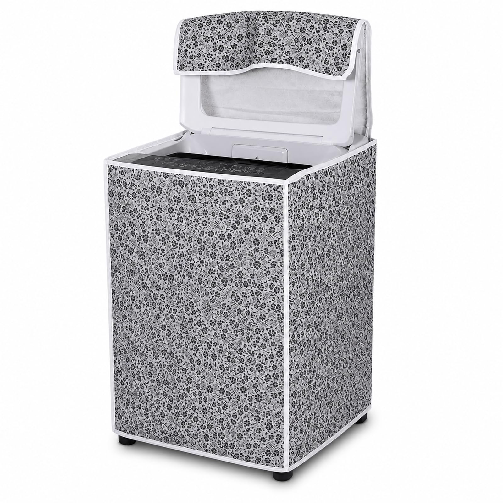 DALUCI Top Load Fully Automatic Washing Machine Cover | Waterproof & Dustproof Polyester Fabric with Zipper | Protective Cover for Washing Machine (Black & Grey, 59X59X86 CM)