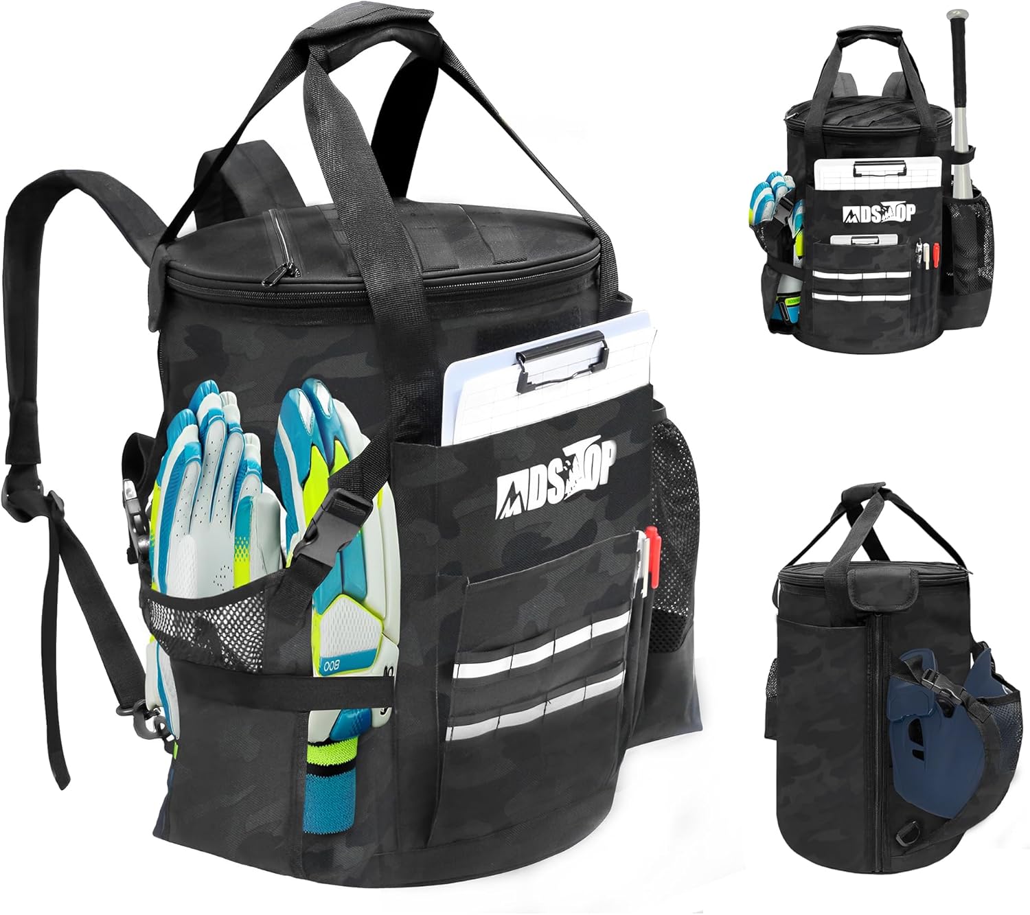 MDSTOP 野球バケットバッグ 野球コーチアクセサリー収納ポーチ ソフトボールバケットバッグ 滑り止めボトム バット/キャップ/ウ