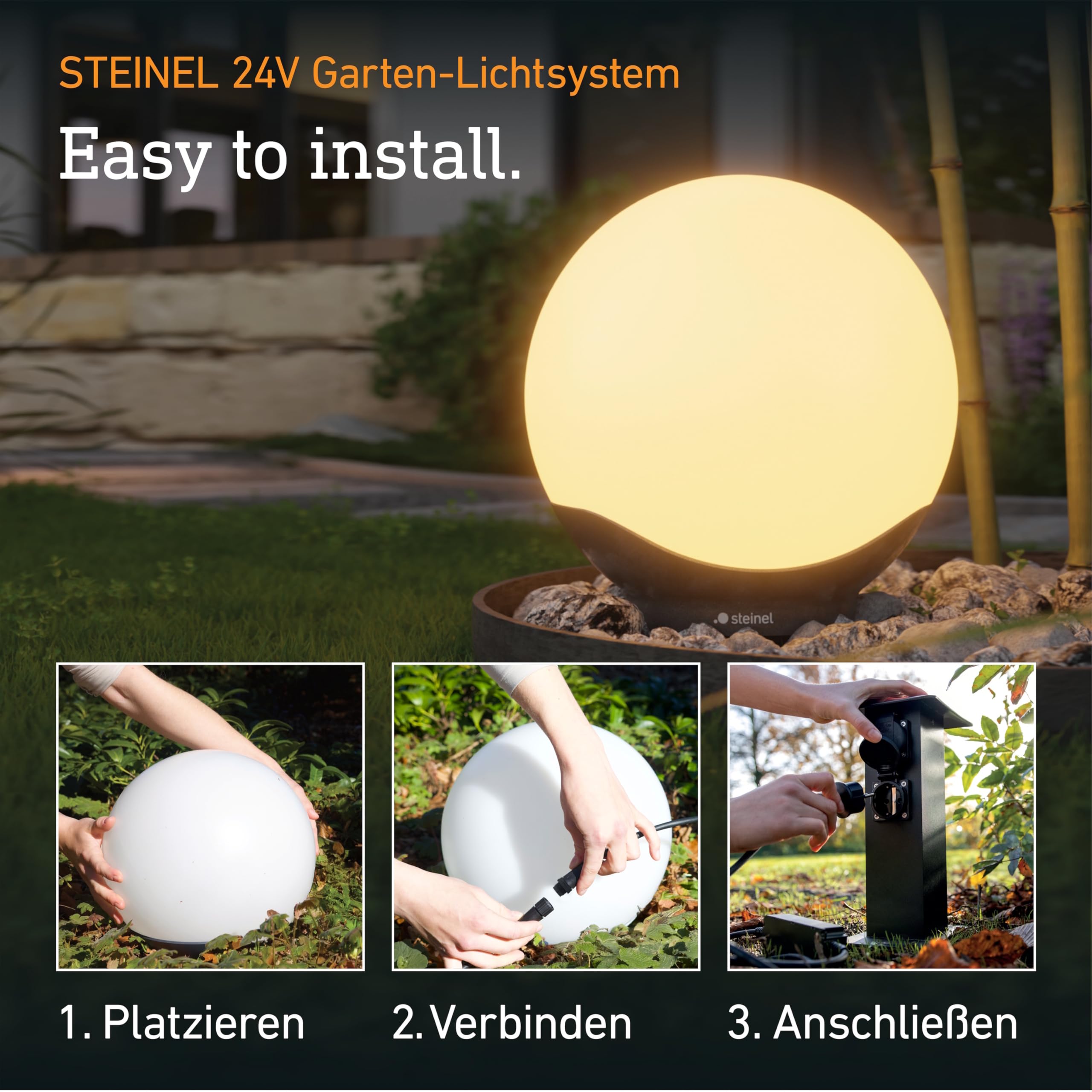 Steinel Sphera C LED-Kugelleuchte 24V Ø400mm IP65 App-Steuerung Helligkeitssensor