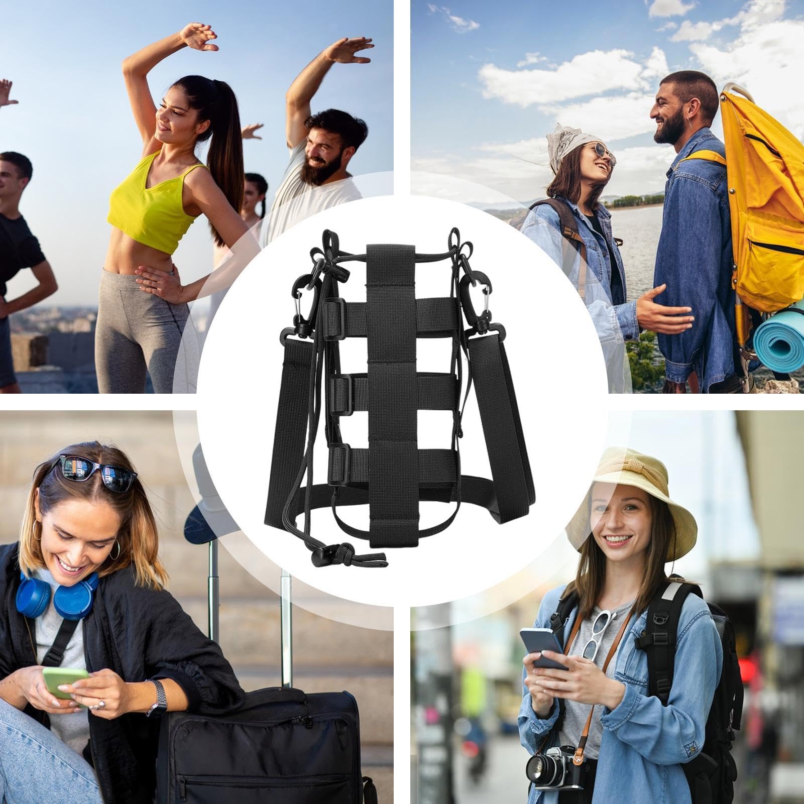 Borsa Porta Borraccia Con Tracolla Regolabile | Universale Per Bottiglie D'acqua | Per Escursionismo, Viaggi, Campeggio, Uomo Donna Bambino