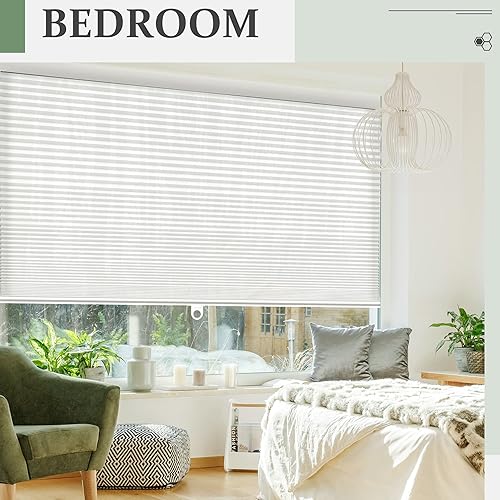 Miniatura 6 de Persianas celulares sin cordón, con filtro de luz, persianas celulares plisadas de poliéster para ventanas, hogar, dormitorio, oficina, 23 pulgadas