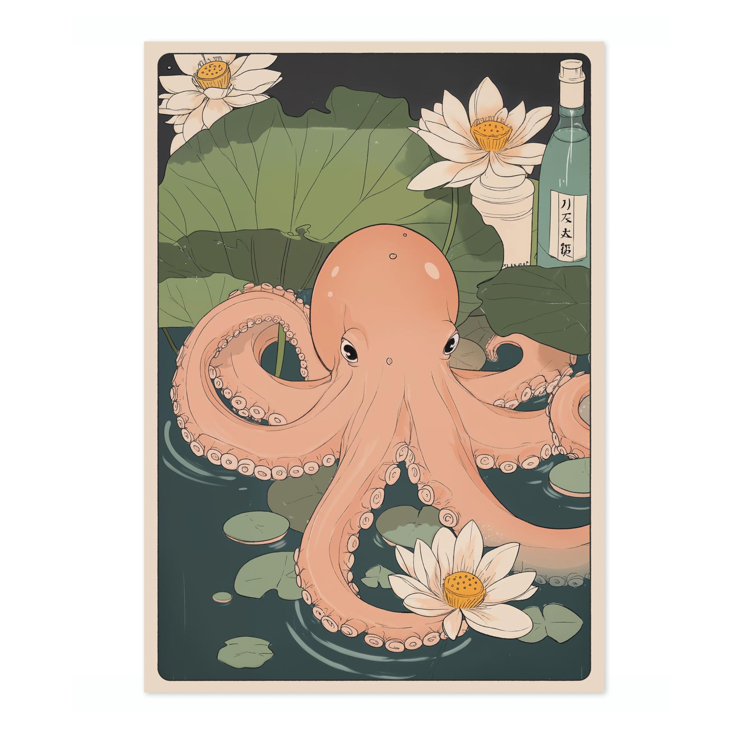 Octopus Anime Animal Poster, Funny Bathroom Wall Art Print, Manga, Bathroom Wall Art, Toilet Decor, A1 (Print Only) - 84.1x59.4cm — image 1
