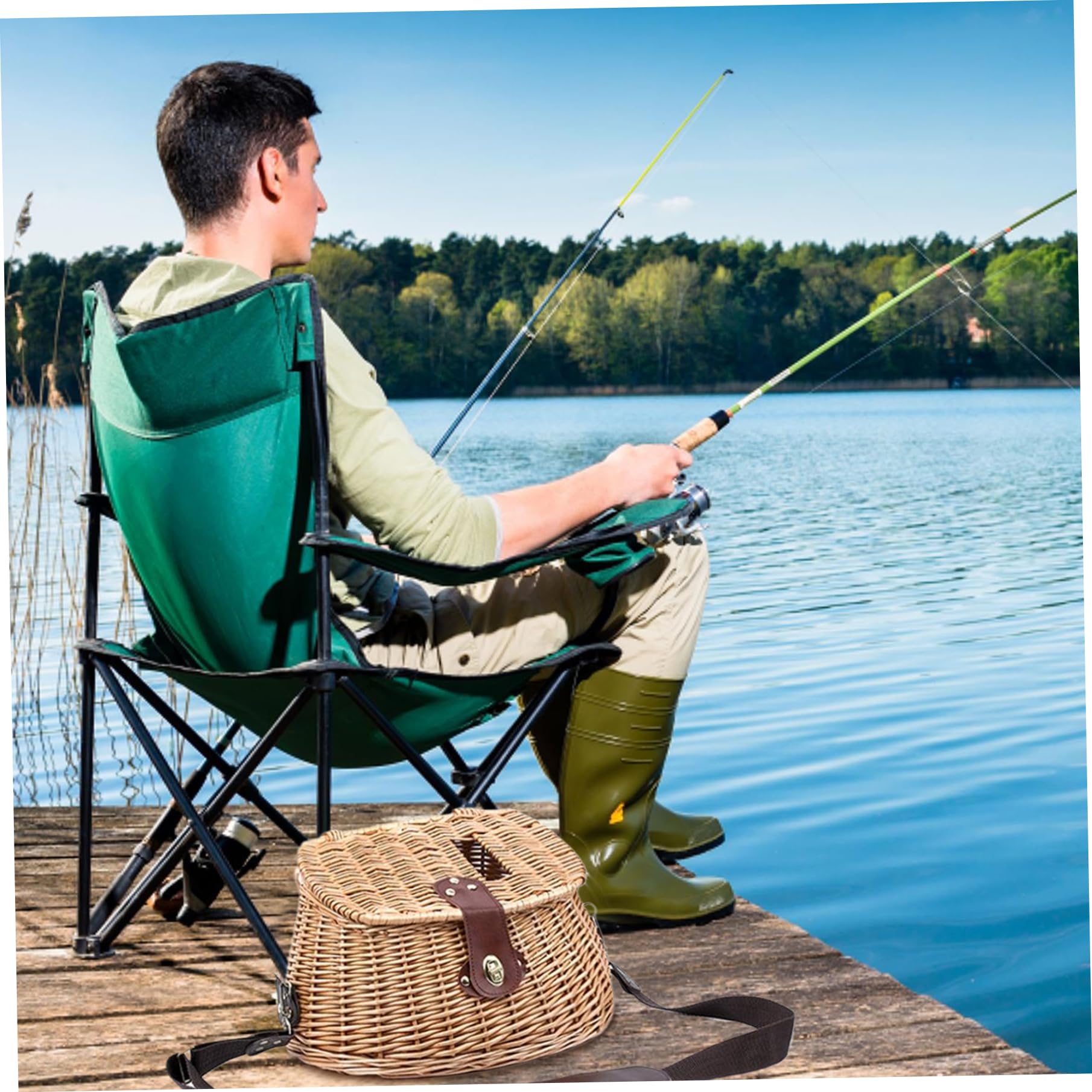 Fishing Basket Wicker Basket For Fish Durable Stylish Storage
