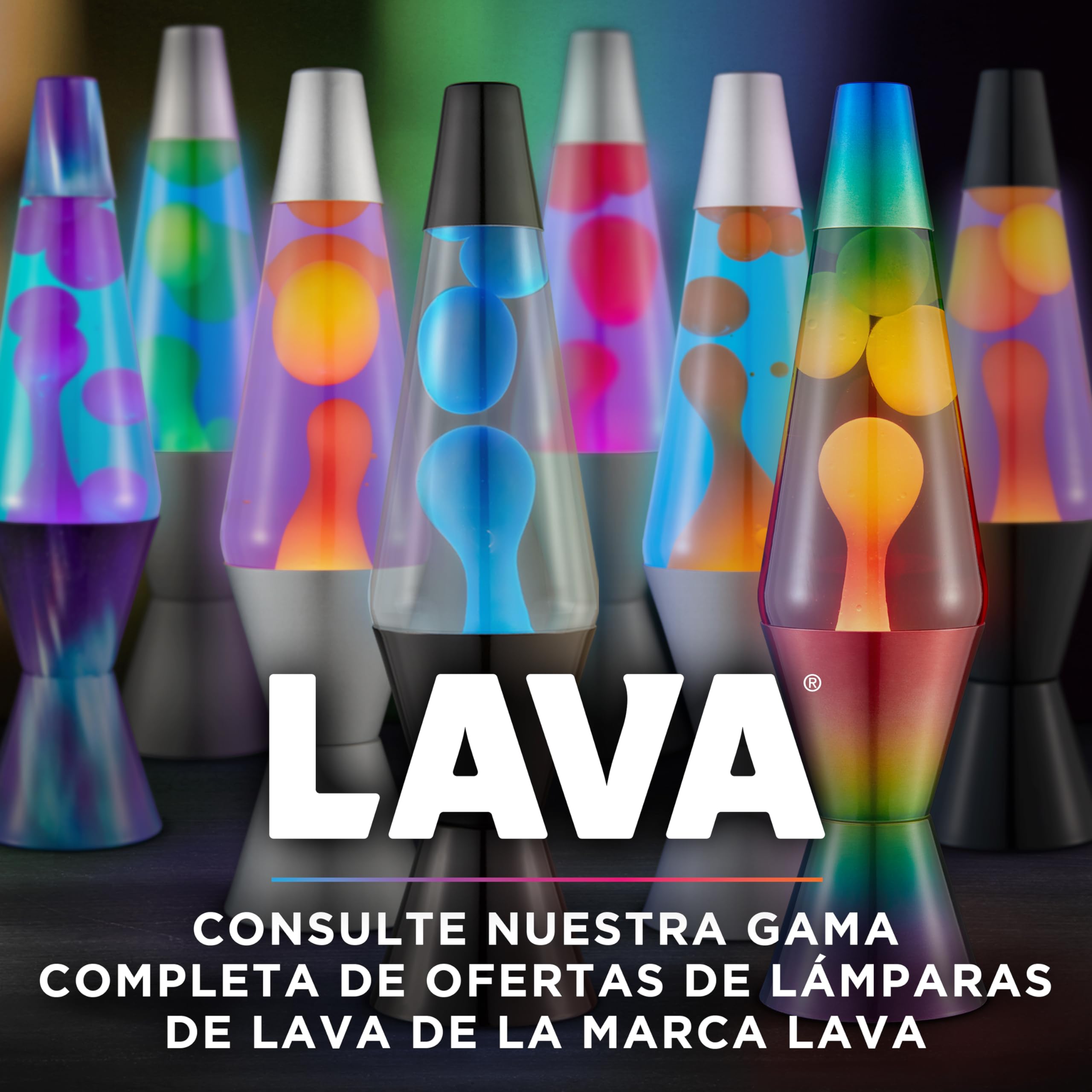 LAVA® - Lámpara Lava 2124, cera verde, líquido azul, base y tapa plateados, original de 14,5 pulgadas. Lámpara de movimiento marca LAVA®