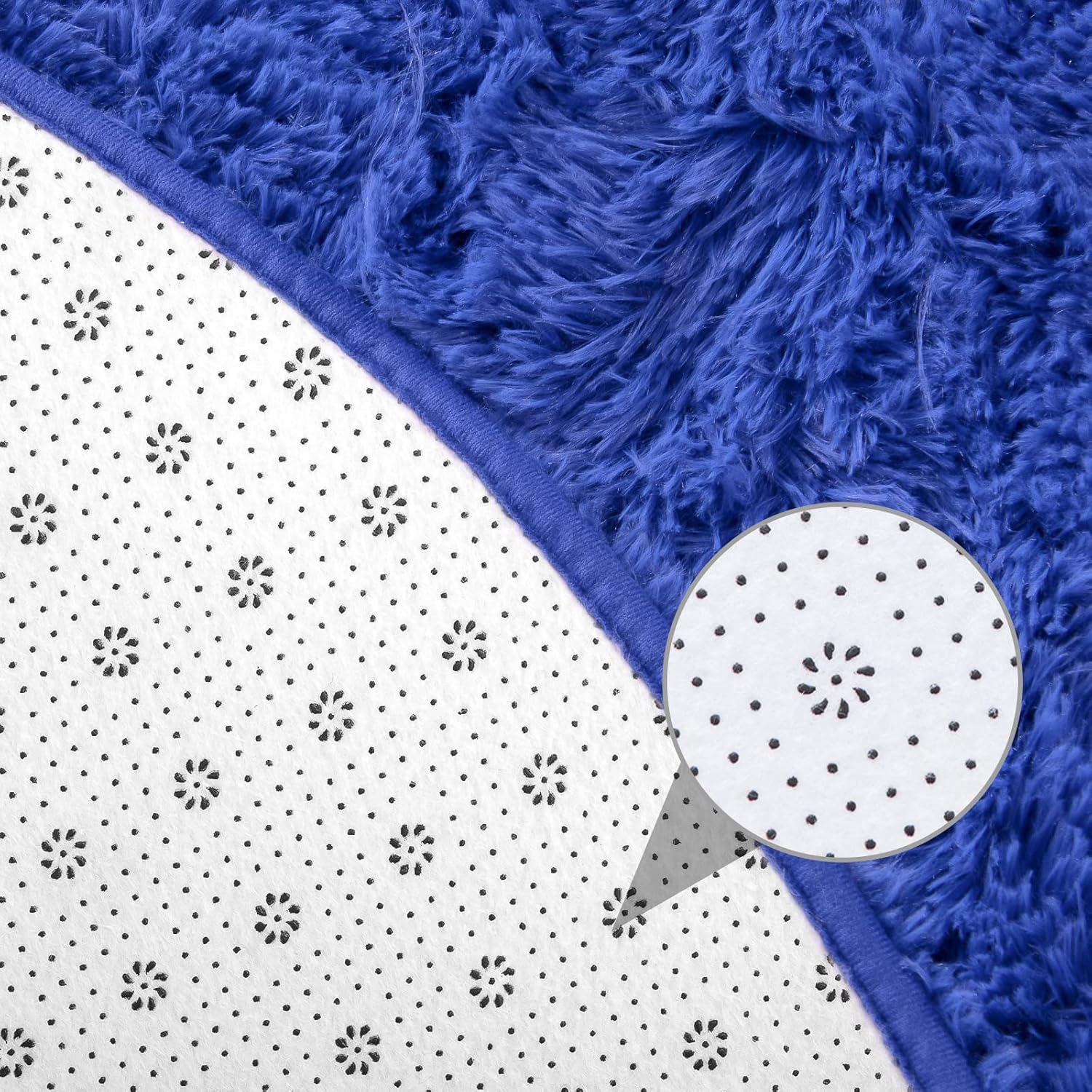 junovo Round Rug 5x5 Feet Fluffy Soft Area Rugs for Kids Girls Room Princess Castle Plush Shaggy Carpet Cute Circle Nursery Rug for Kids Girls Bedroom Baby Room Home Decor Circular Carpet, Navy Blue