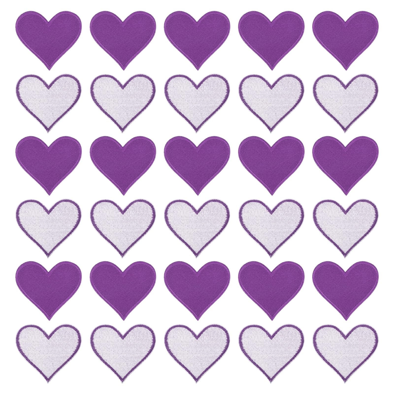 QUARKZMAN 120Pz Toppe Termoadesive a Forma di Cuore 6.8x7cm Ricamate Viola