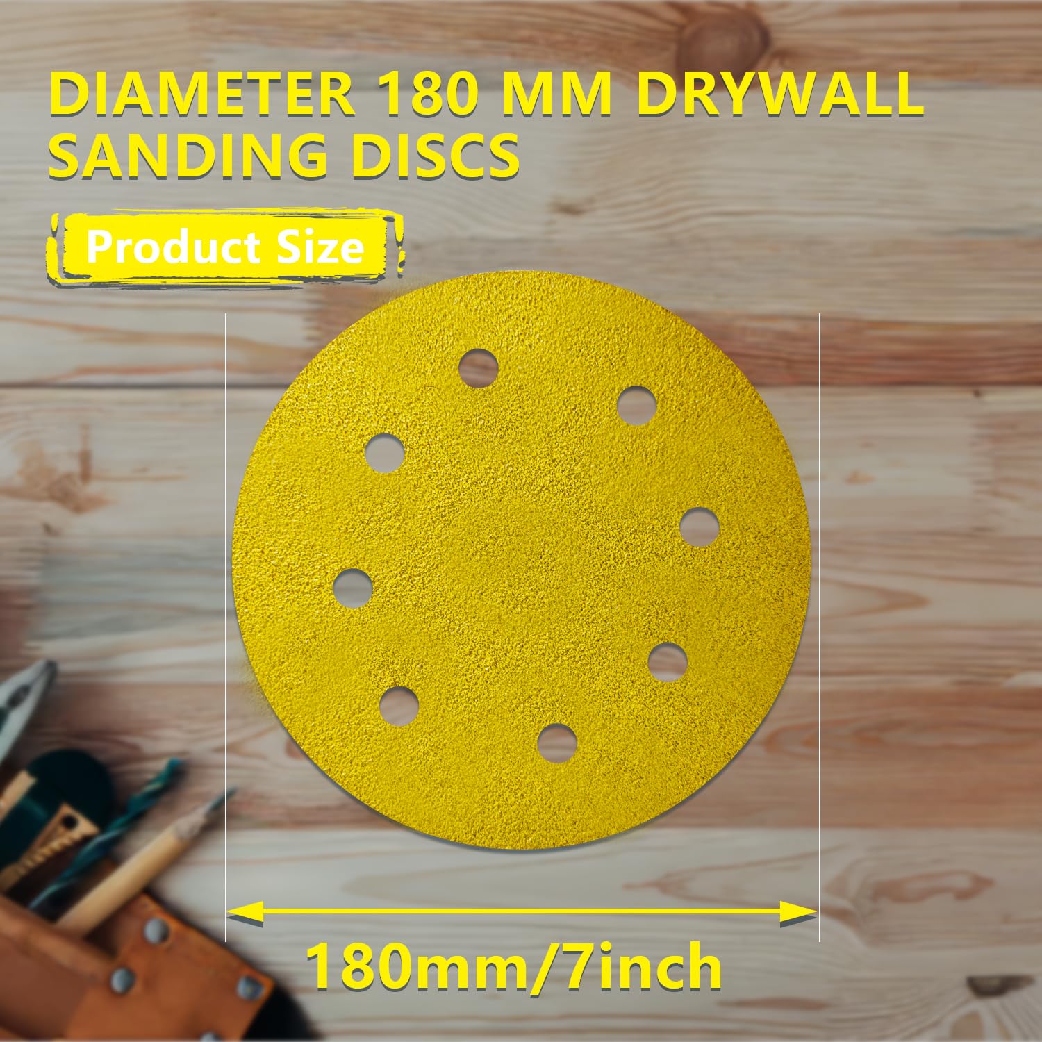 Disco abrasivo da 225 mm, grana P100, 6 fori, dischi con velcro, 10 fogli di carta vetrata