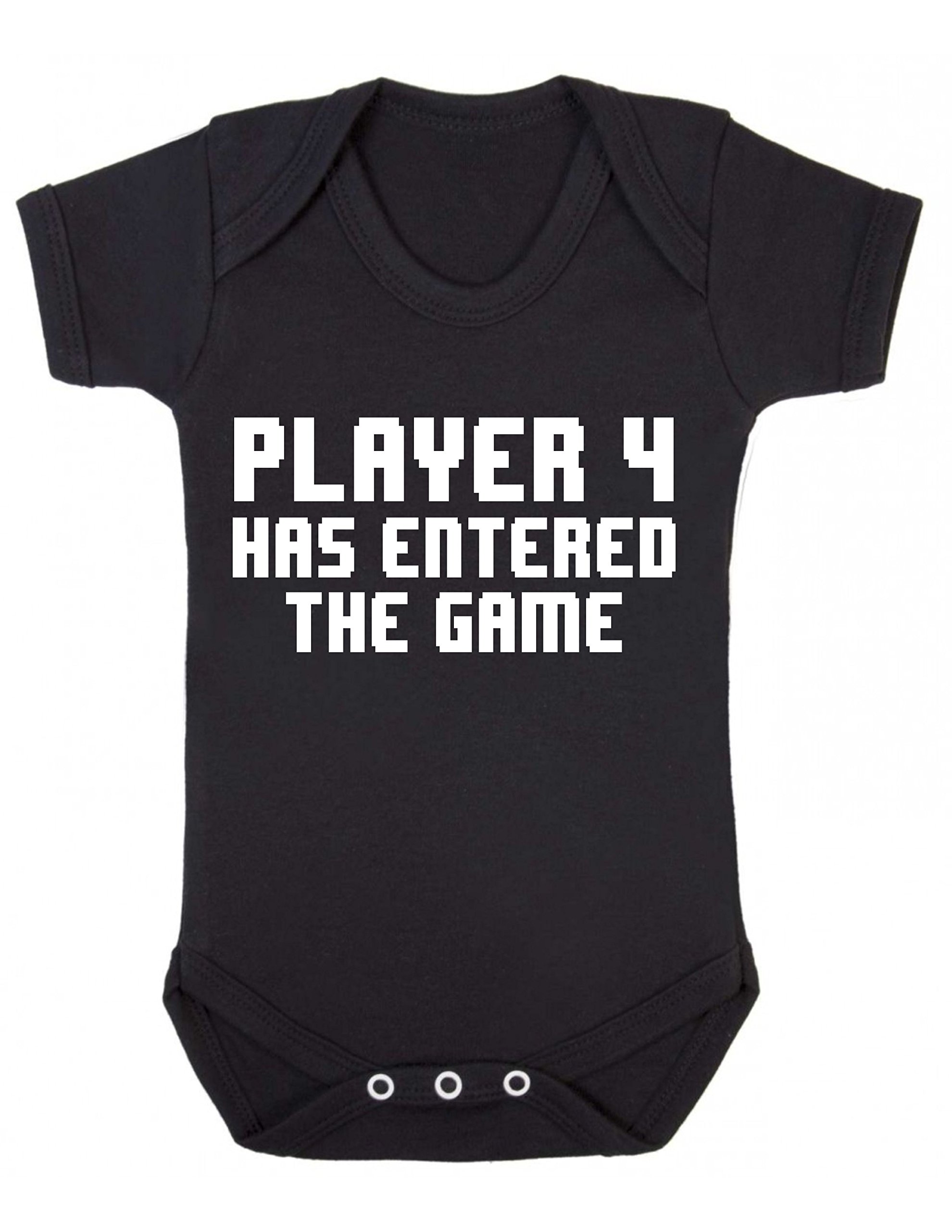 Reality Glitch Player 4 Has Entered The Game Short Sleeve Babygrow Black