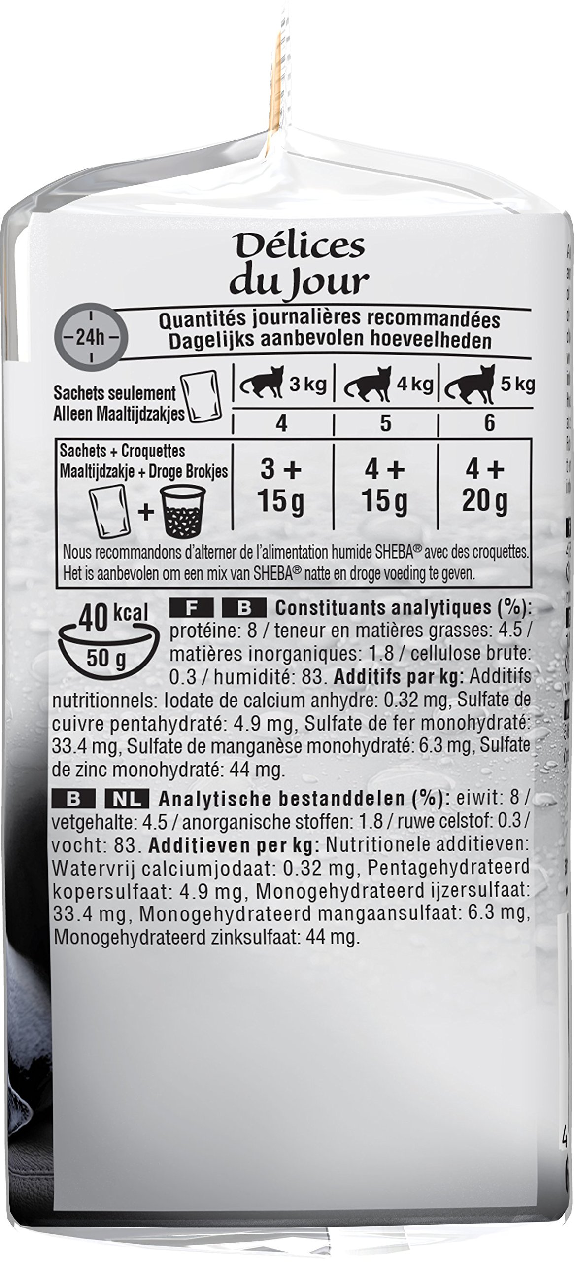 Mars Sheba Délices du Jour – Nourriture Humide pour Chat Adulte - Sélection Terre et Mer en Sauce – Sachets Fraîcheur 72 x 50g
