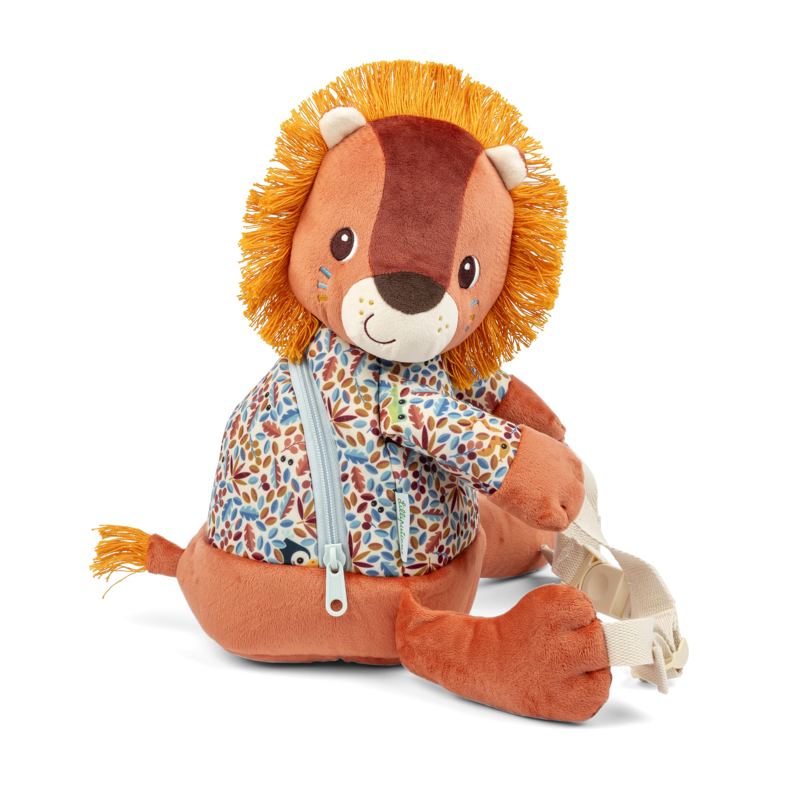 LILLIPUTIENS - Sac A Dos Doux En Forme De lion - Ocre – 30 cm - Convient Pour la Crèche - Cadeau Original Pour Tout-petits - Dès 12 Mois - 84489