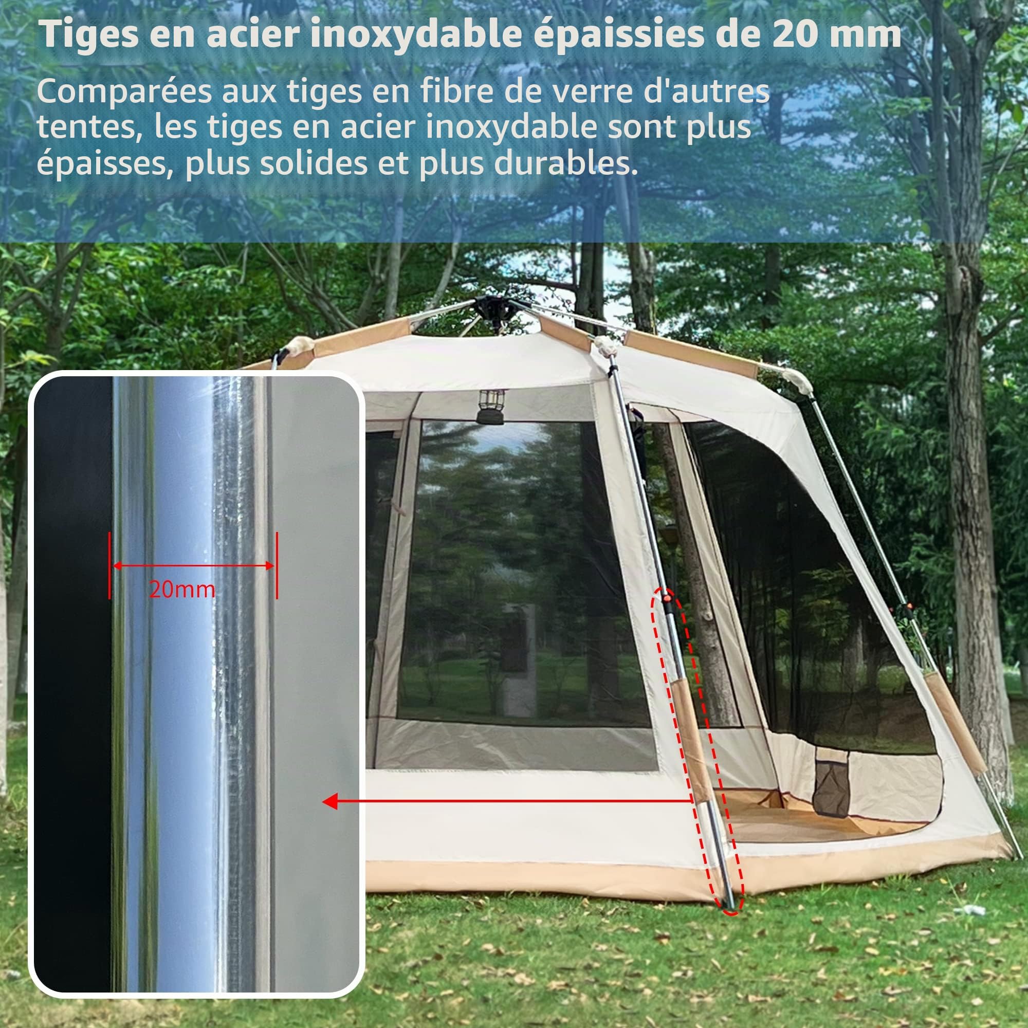 Tente Etanche Familiale Tente Camping Grande Tente Dôme pour Extérieur Pique-Nique Cour Festival