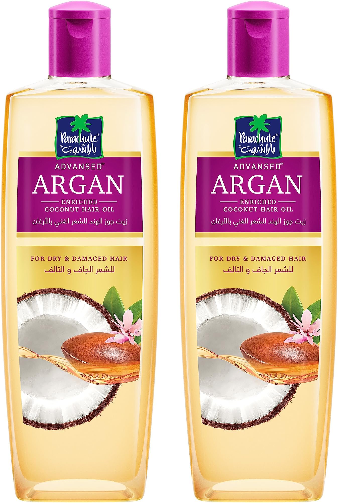 Parachute Advansed Argan Hair Oil With Coconut, Renews And Strengthens Dry, Damaged Hair, 300 ml, Golden Pack of 2