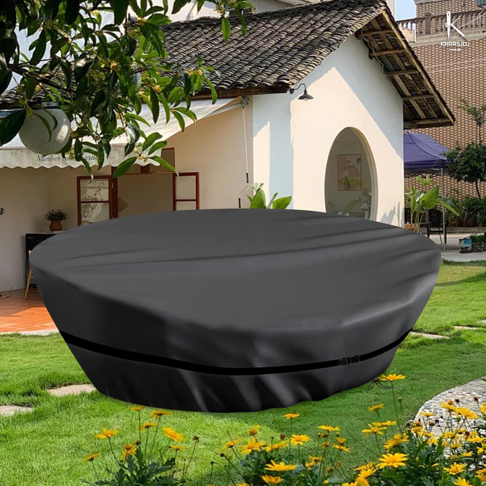 Sonneninsel Oval Abdeckung Wasserdicht,Schutzhülle Ovale Sonneninsel Winddicht,Abdeckung Oval mit Kordelzug und Verstellbare Schnallen,420D Oxford-Stoff Staubdicht (235*150*45/85cm,Schwarz)