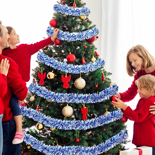 Miniatura 7 de Guirnalda de oropel de Navidad de 26.2 pies, guirnalda metálica de oropel torcido, guirnalda de Halloween artificial para árbol de Navidad,