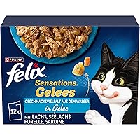 FELIX Sensations Gelatine cibo umido per gatti in gelatina, mix di varietà di pesce