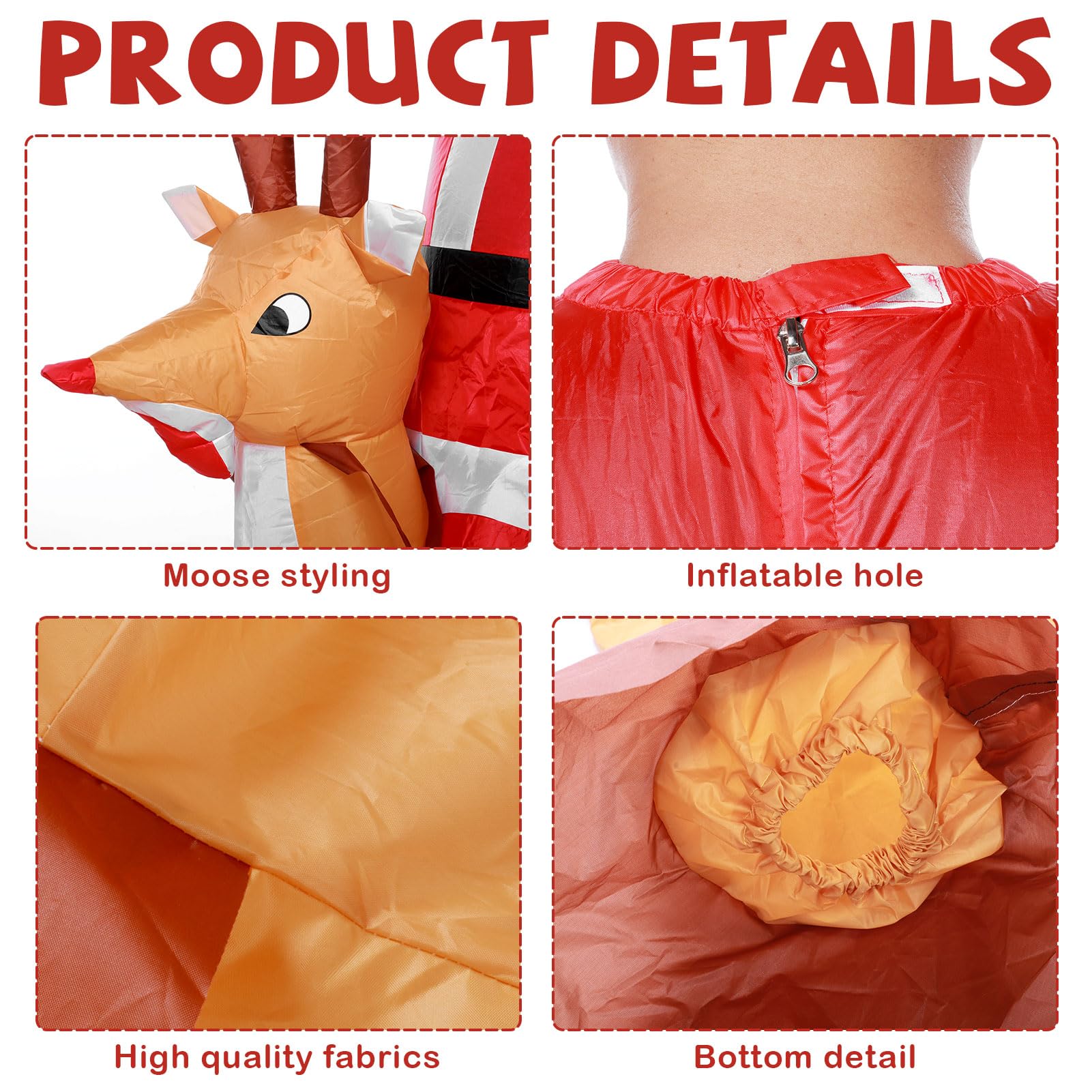 Joyesplay Christmas Inflatable Costumes Santa Claus Outfit Blow up Christmas Snowman Reindeer Costume Fancy Dress for Ault Unisex One Size(Red 1) - Image 3