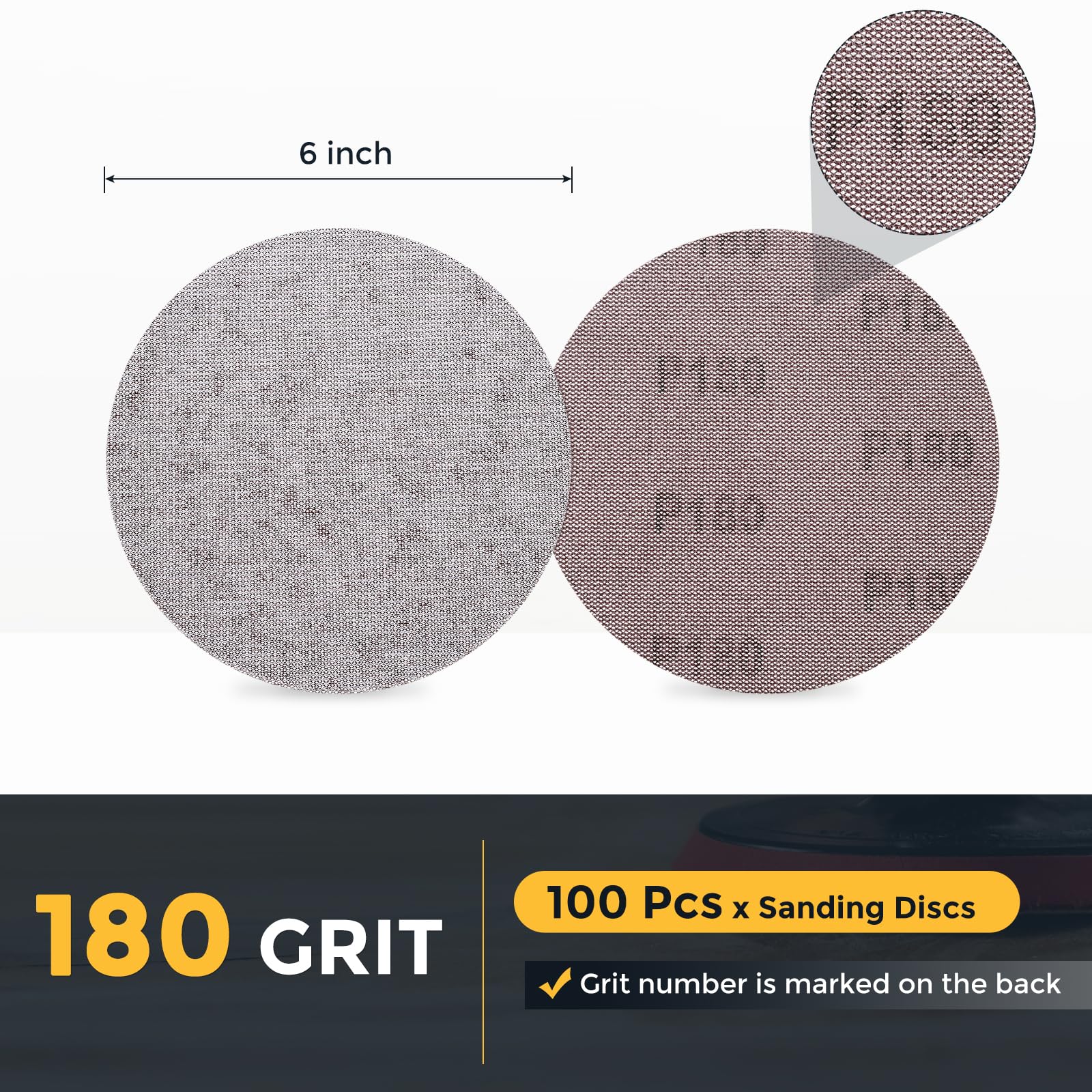 QUARKZMAN 100pcs 150mm Disque de Ponçage à Mailles Papier de Verre 180 Grit