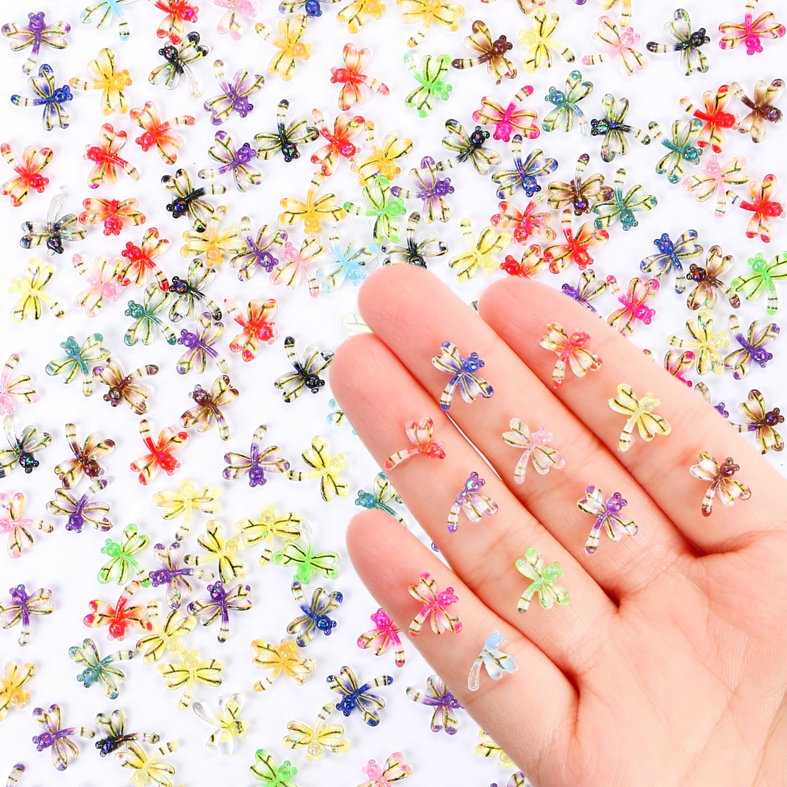 200 Pieces Colorful Tiny Dragonfly for Dollhouse Miniatures Resin Animals for Crafts Tiny Animals for Fairy Garden Micro Landscaping Decoration