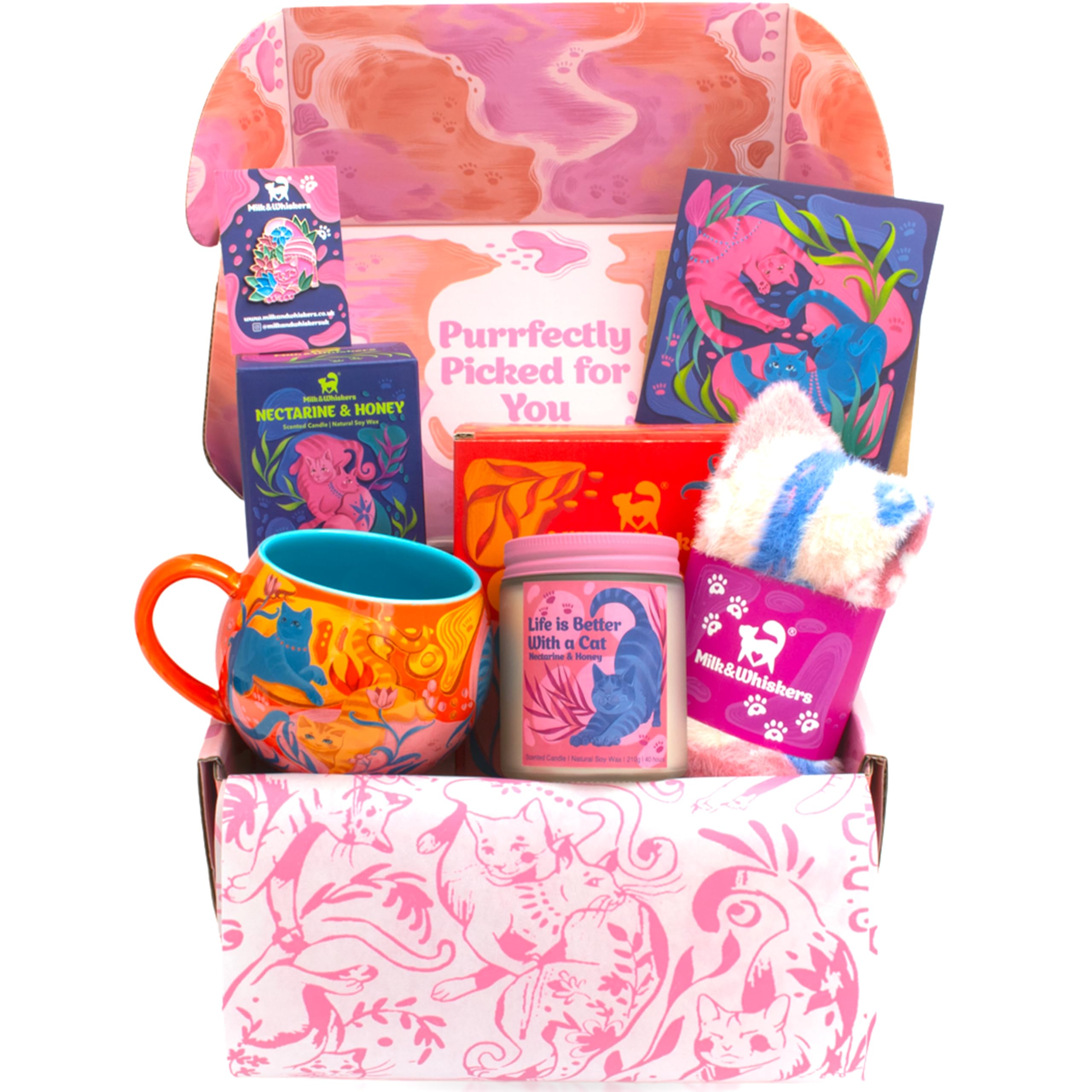 Sponsored Ad – Luxury Cat Gifts for Women | Hand-Illustrated Cat Gift Box with Cute Cat Mug, Candle & Fluffy Socks | Presents for Cat Lovers, Cat Lover Gift, Cat Mugs for Cat Lovers