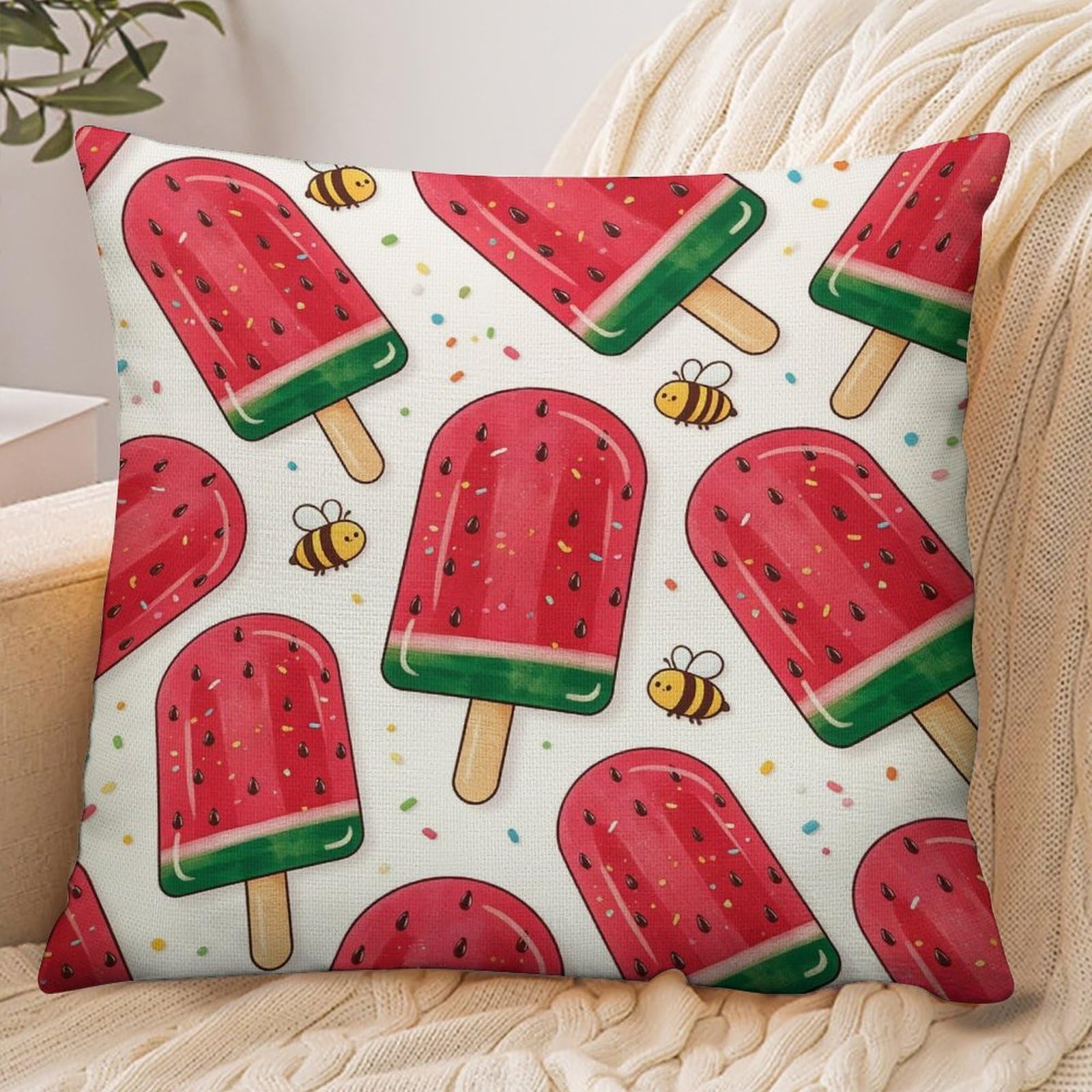 Fekiloot Style Watermelon Ice Cream Pillowcase Pillow Sham Pillow Case