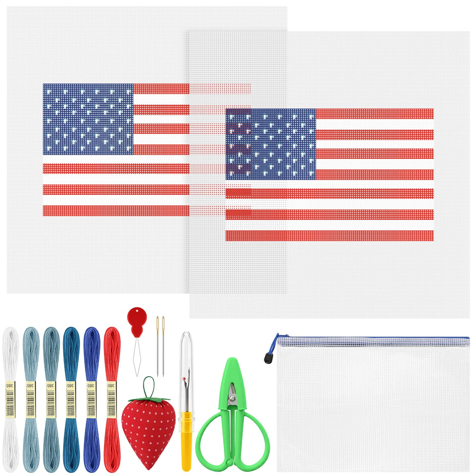 XunYee 23 Pcs American Flag Needlepoint Kit for Beginners Adults Starters