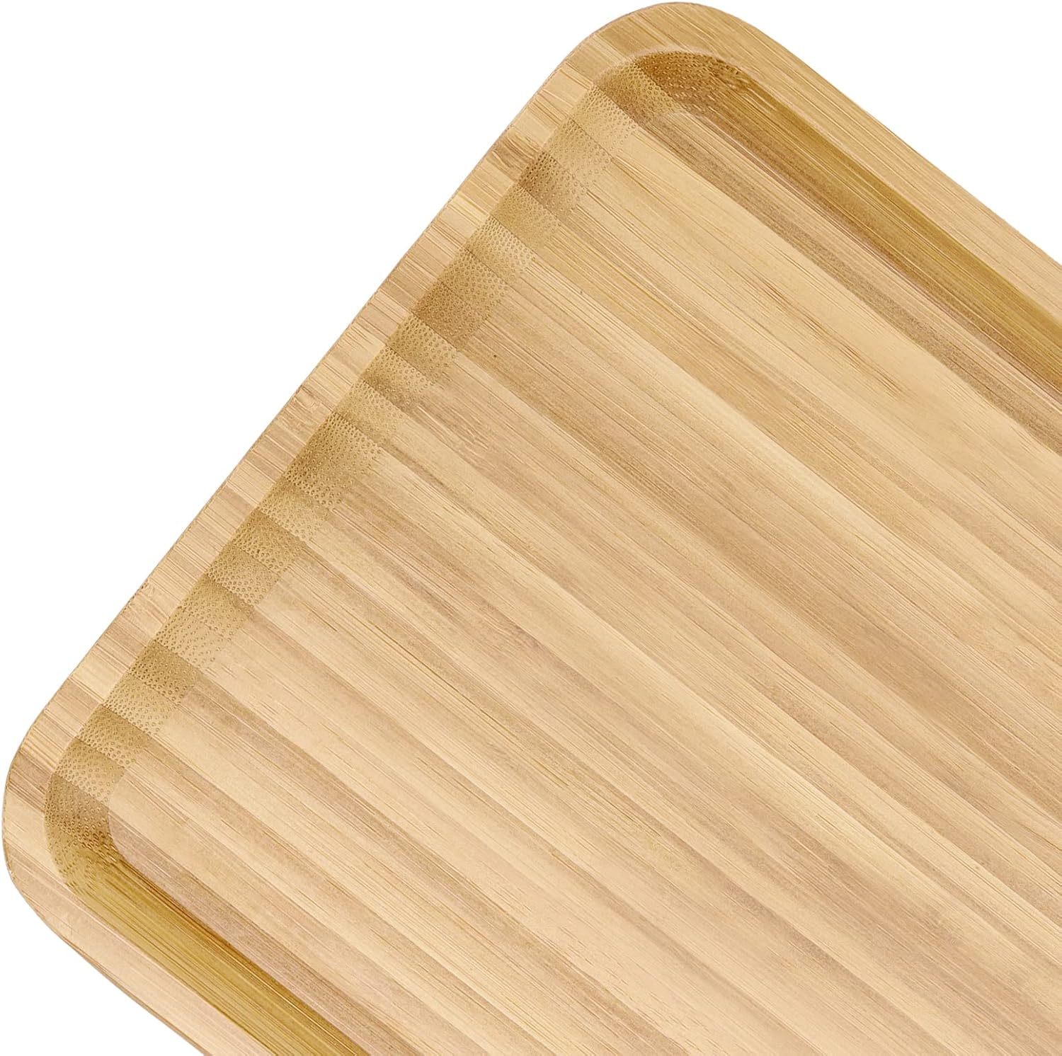 PINGEUI 4 Pack Bamboo Vanity Tray, Bamboo Wooden Serving Tray Counter Tray, Bamboo Rectangular Platter Bamboo Dresser Vanity Tray for Jewelry, Tea, Soap, Coffee, Food, 11.4 x 7.8 x 0.8 Inch
