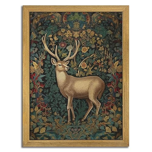 SAMHOU Framed 3D Textured Deer Wall Art, Reindeer Deer Hand