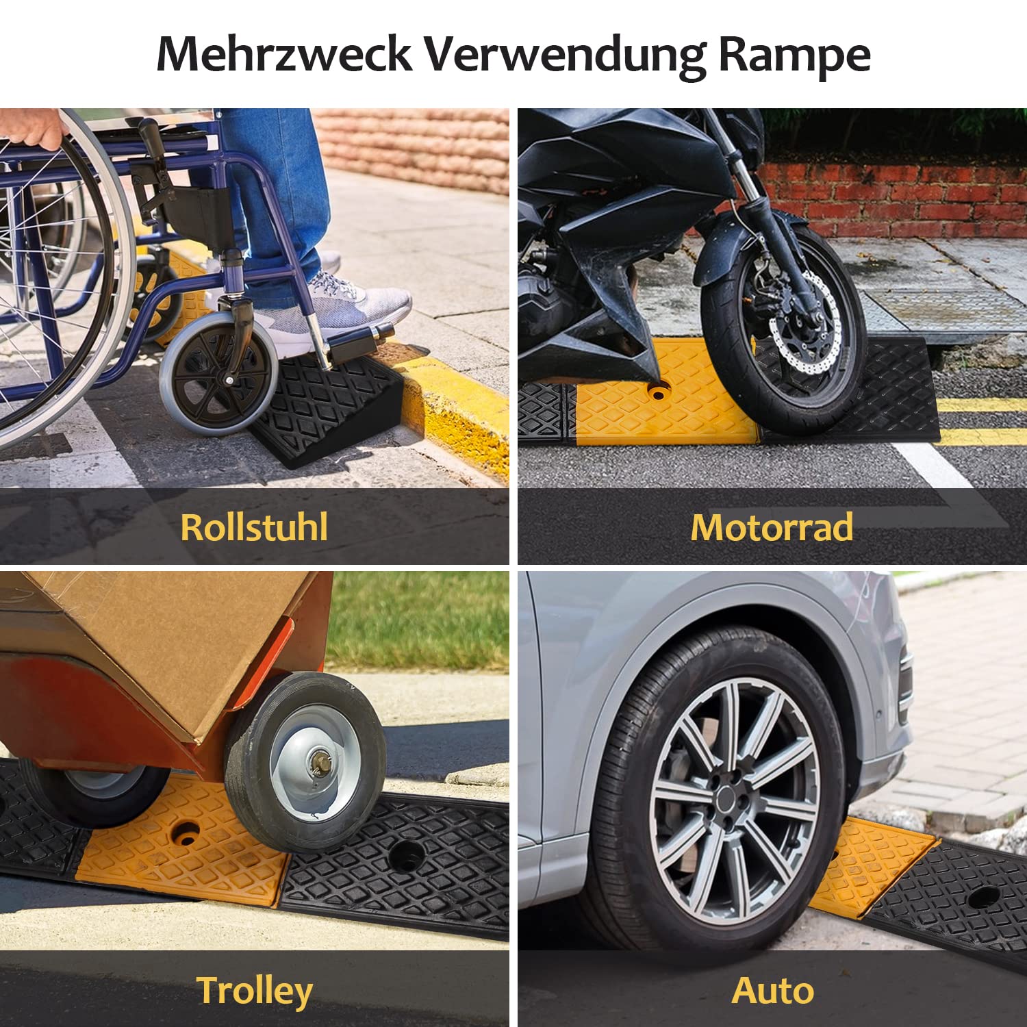 Rampa Per Marciapiede Froadp - 2 Pezzi In Gomma | Per Auto, Sedie A Rotelle E Passeggini | Antiscivolo - Foto 6