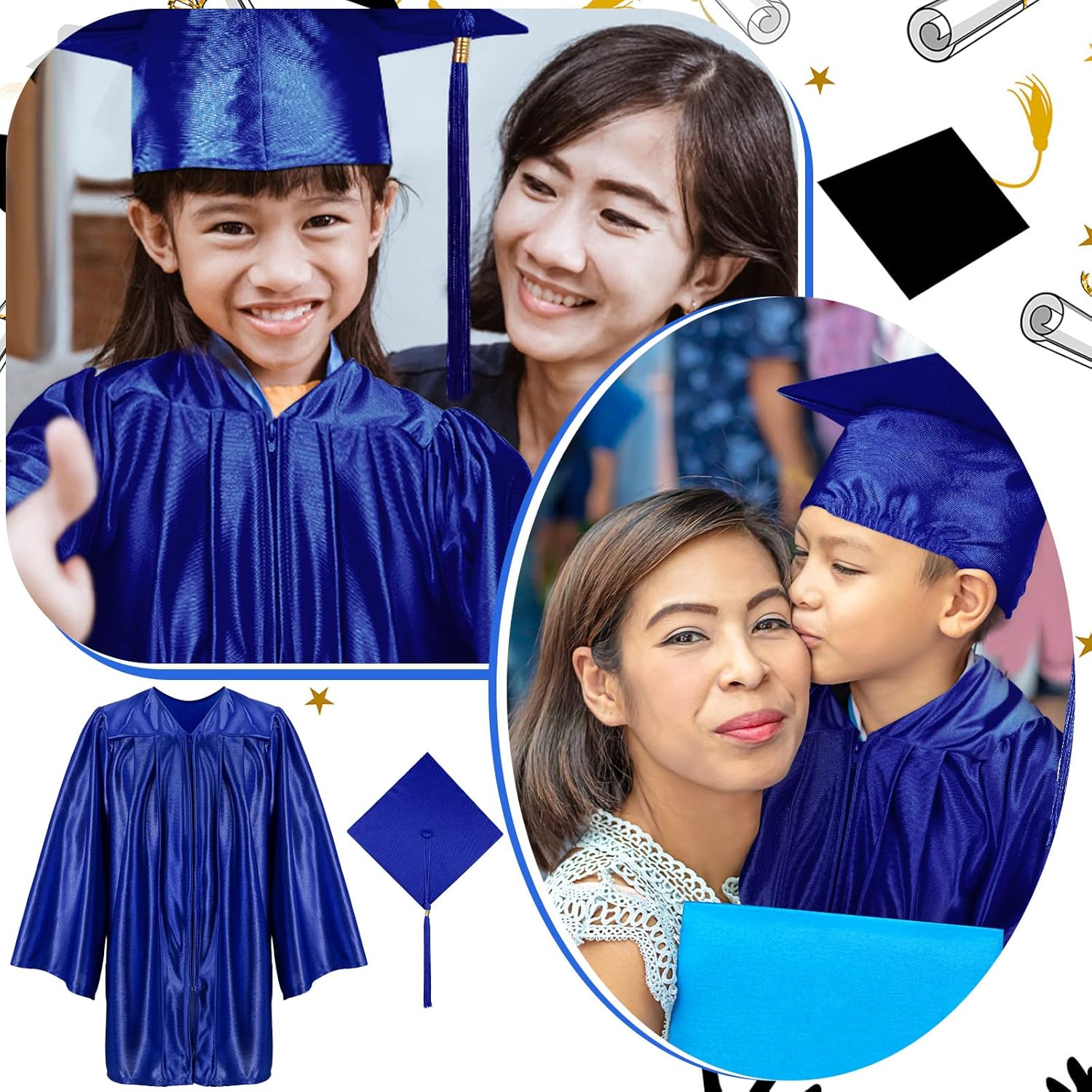 Leumoi 24 Pcs Graduation Cap and Gown Tassel Bulk 2026 Graduation Costume Kindergarten Gown for Party