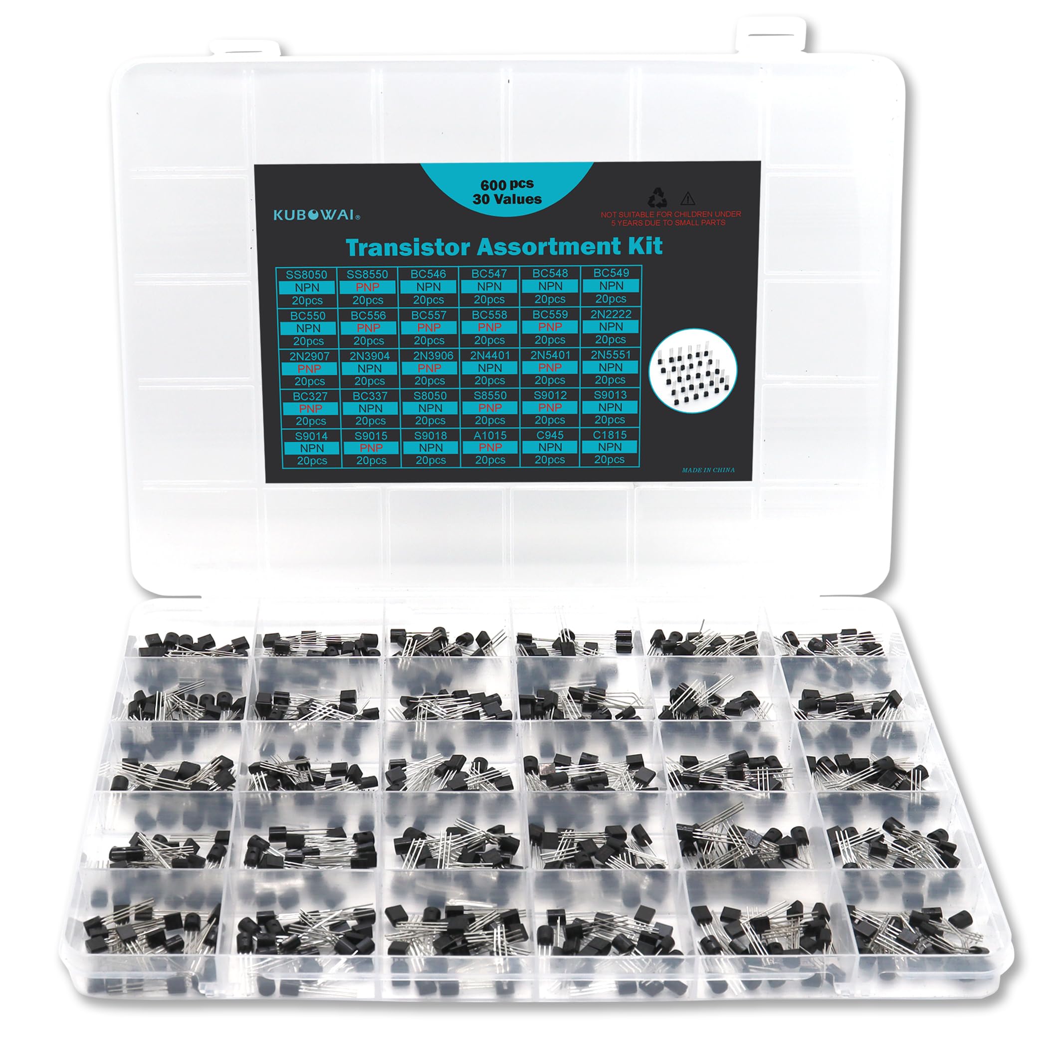 30 Valori 600 Pezzi Transistor Set PNP NPN Transistor SS8050 SS8550 BC546 BC547 BC548 BC549 BC550 BC556 BC557 BC558 BC559 2N222 2N2907 2N33 904 2 N3906 2N4401 2N5401 2N5551 BC327 BC337 S8050