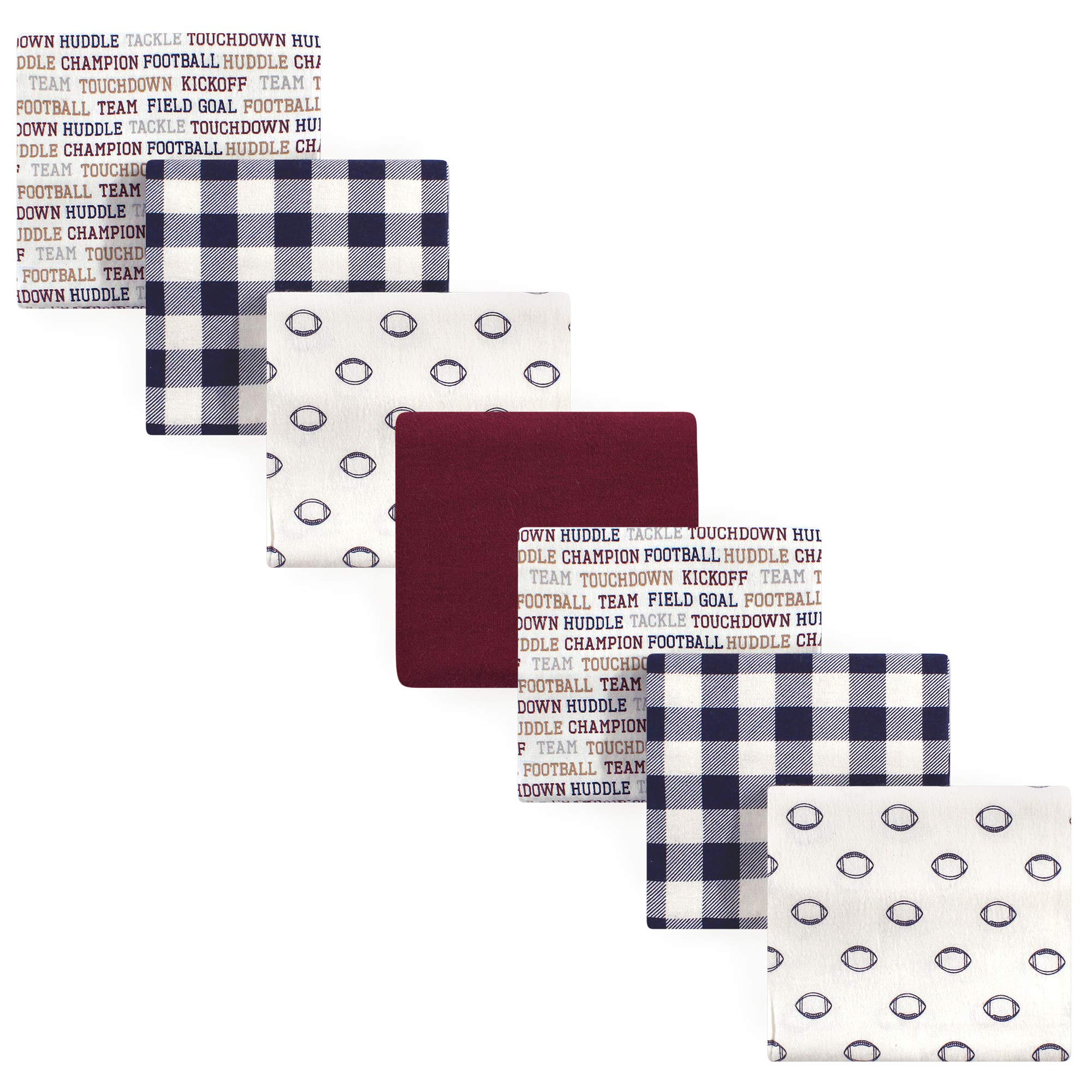 Hudson Baby Unisex Baby Cotton Flannel Receiving Blankets Bundle, Football, One Size