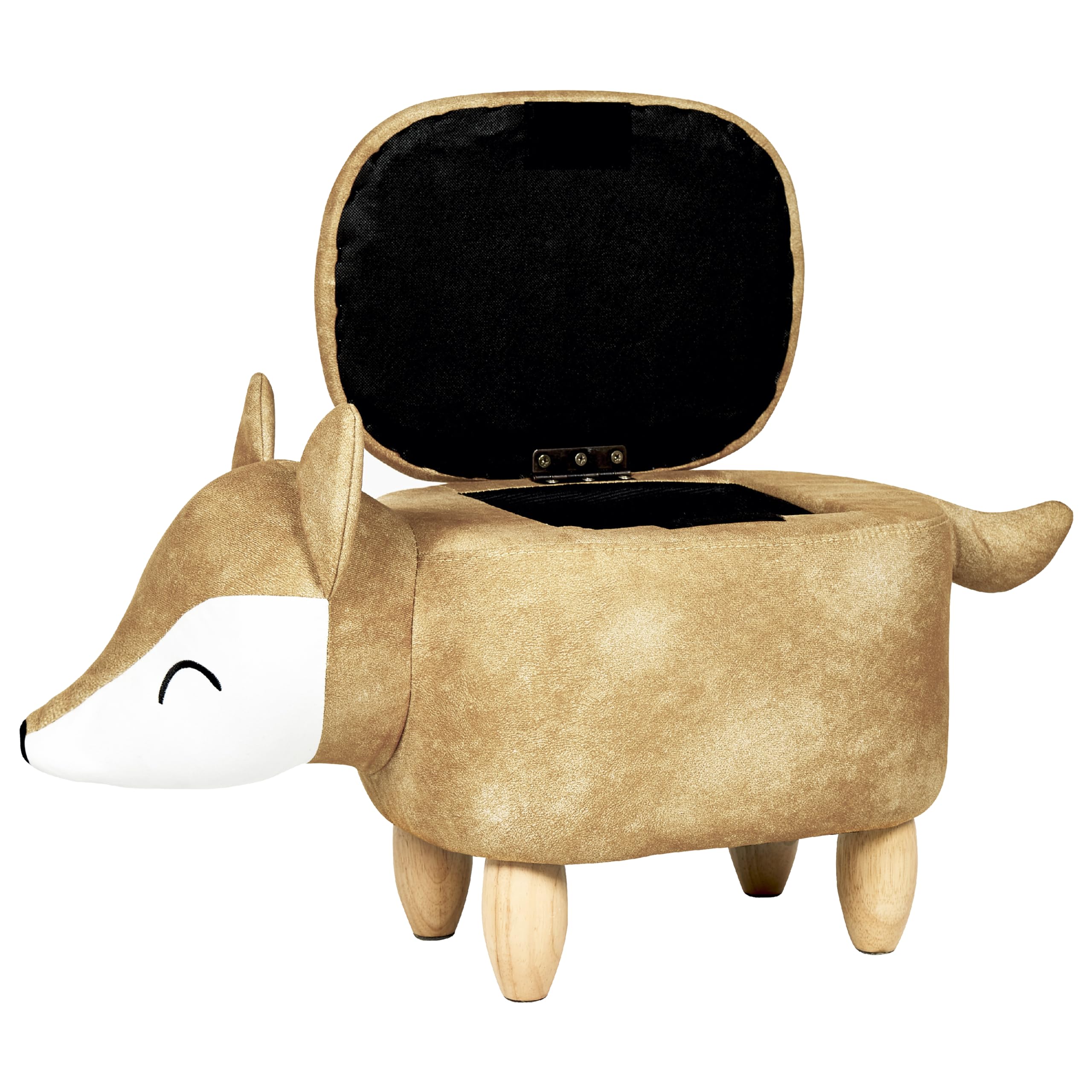 Hocker mit Stauraum für Kinder Tierform Samt orange Holzbeine Modern Fox