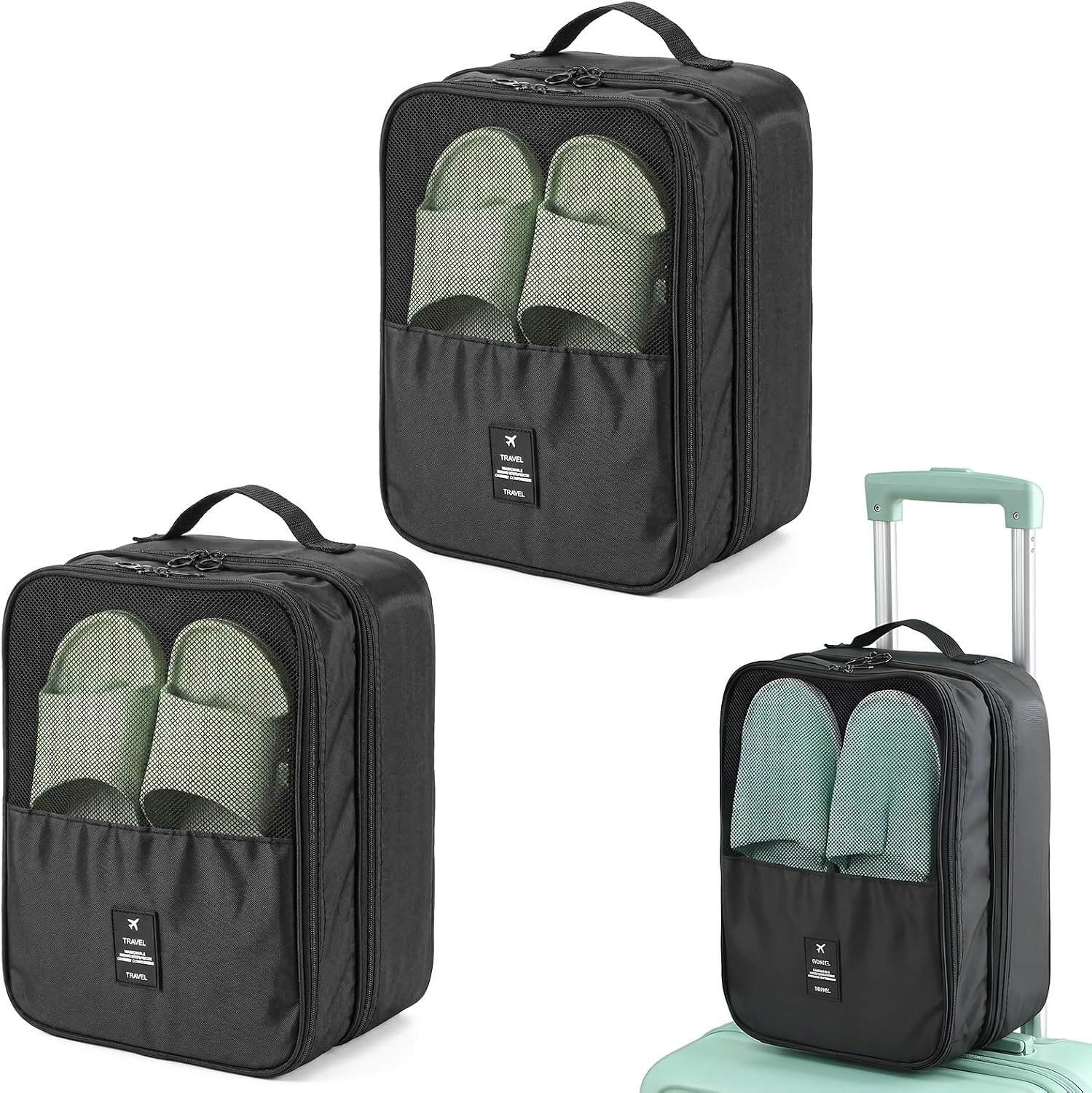 3-Pack Shoe Bags for Travel, Shoes Storage Pouch with 3 Layers, Fit size 11