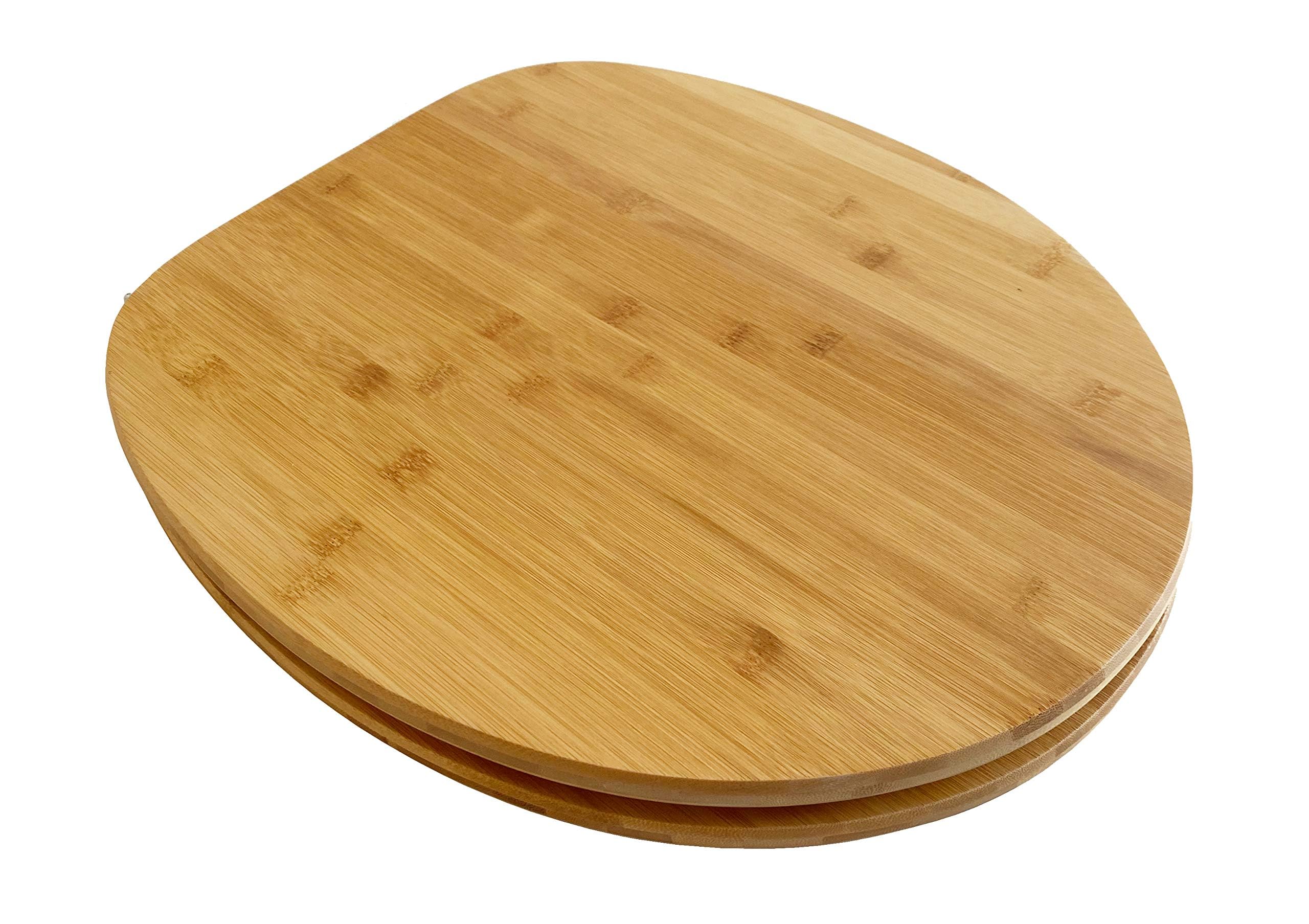 ADOB Asiento de inodoro bambú, con descenso automático, color marrón oscuro, 33323