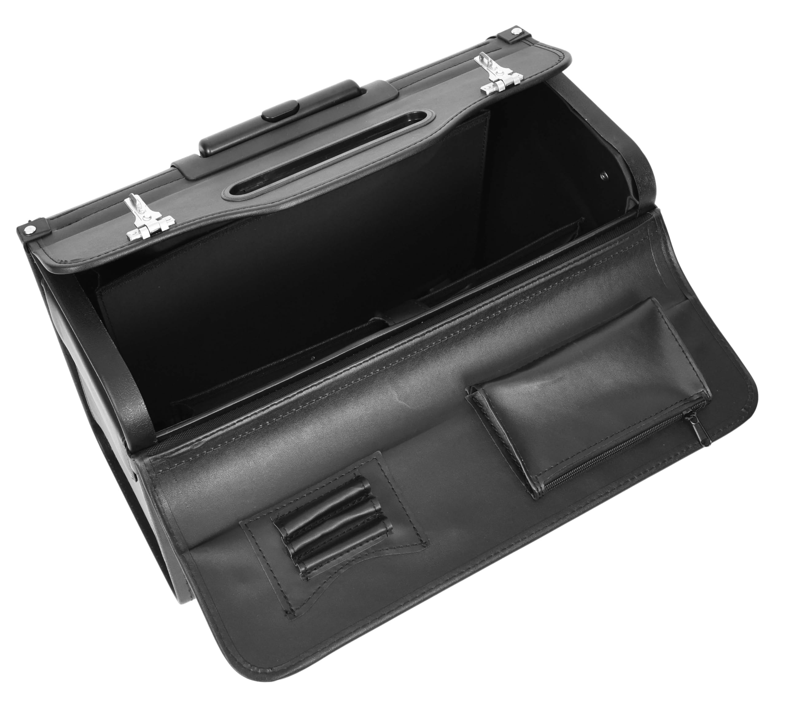 Custodia da pilota in pelle con ruote, borsa da viaggio per laptop Business Executive Black Titan, Nero , L, Cabina Flight Case