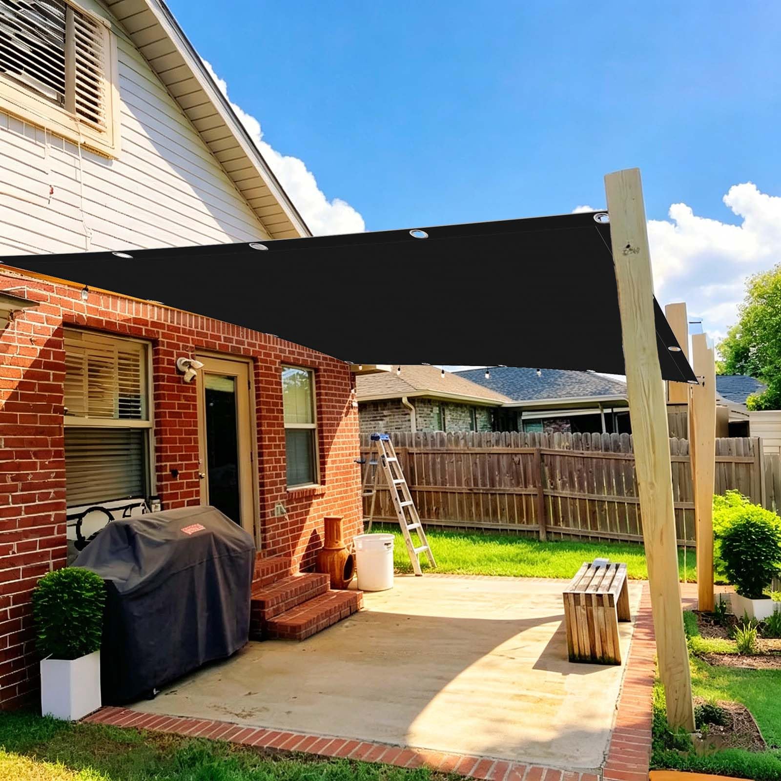 Voile d'ombrage 310x1000 cm en PES noir avec cordes de fixation pour camping