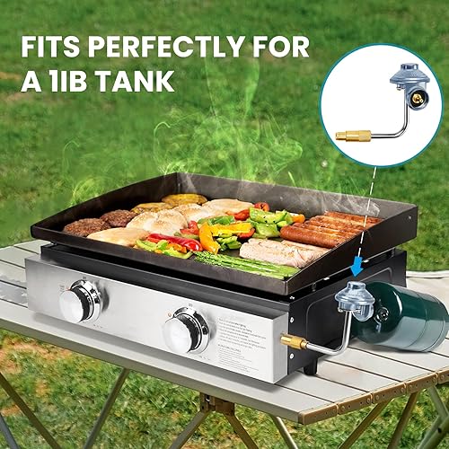 Miniatura 6 de Manguera adaptadora de propano y regulador de parrilla de gas de 3 pies para parrilla de mesa Blackstone de 17 pulgadas, 22 pulgadas, conexiones