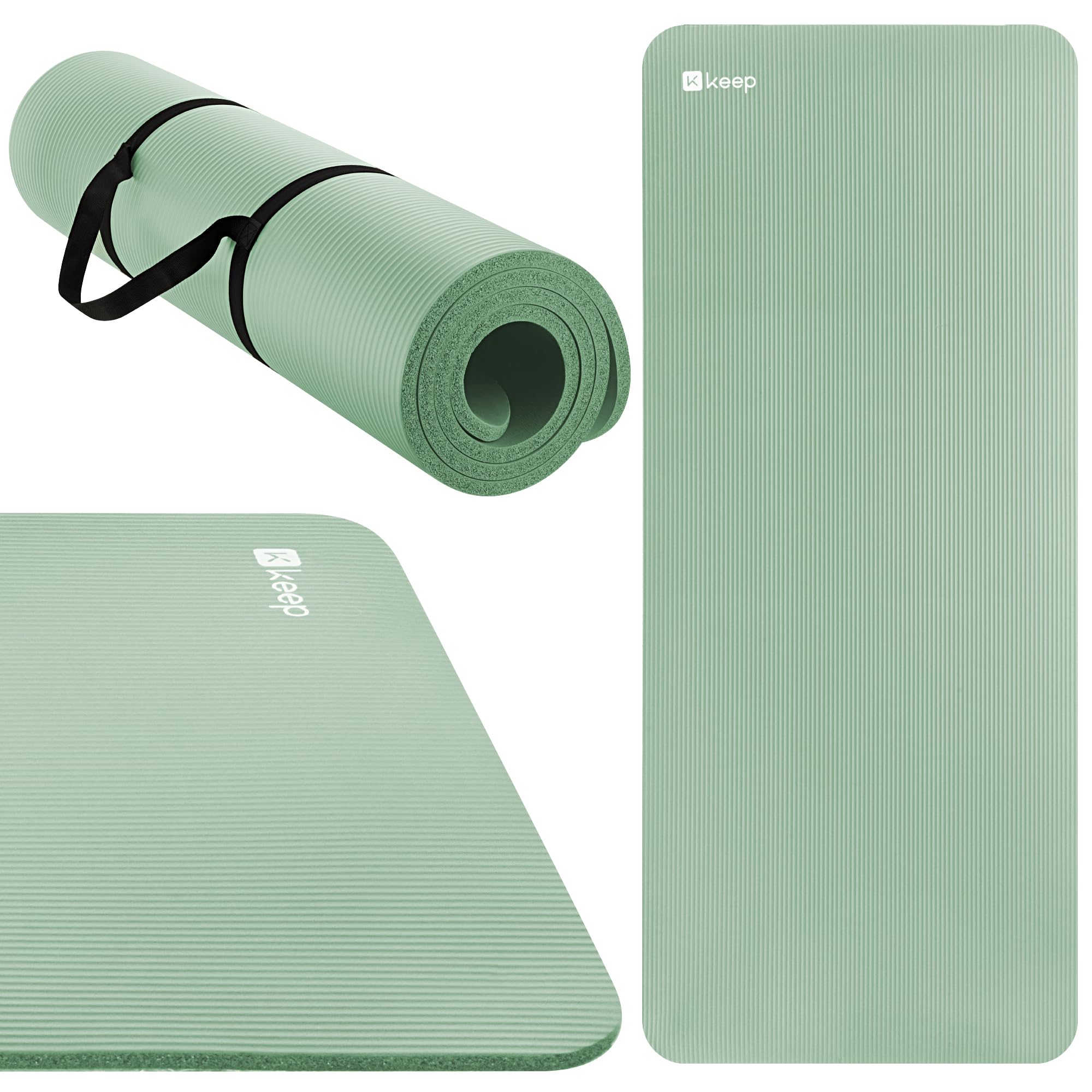KEEP Extra dicke NBR-Yogamatte für Damen und Herren, 15 mm dick, 182,9 x 81,3 cm, große Trainingsmatte mit rutschfester Trainingsmatte für Yoga, Pilates, Stretching, Meditation – breite und